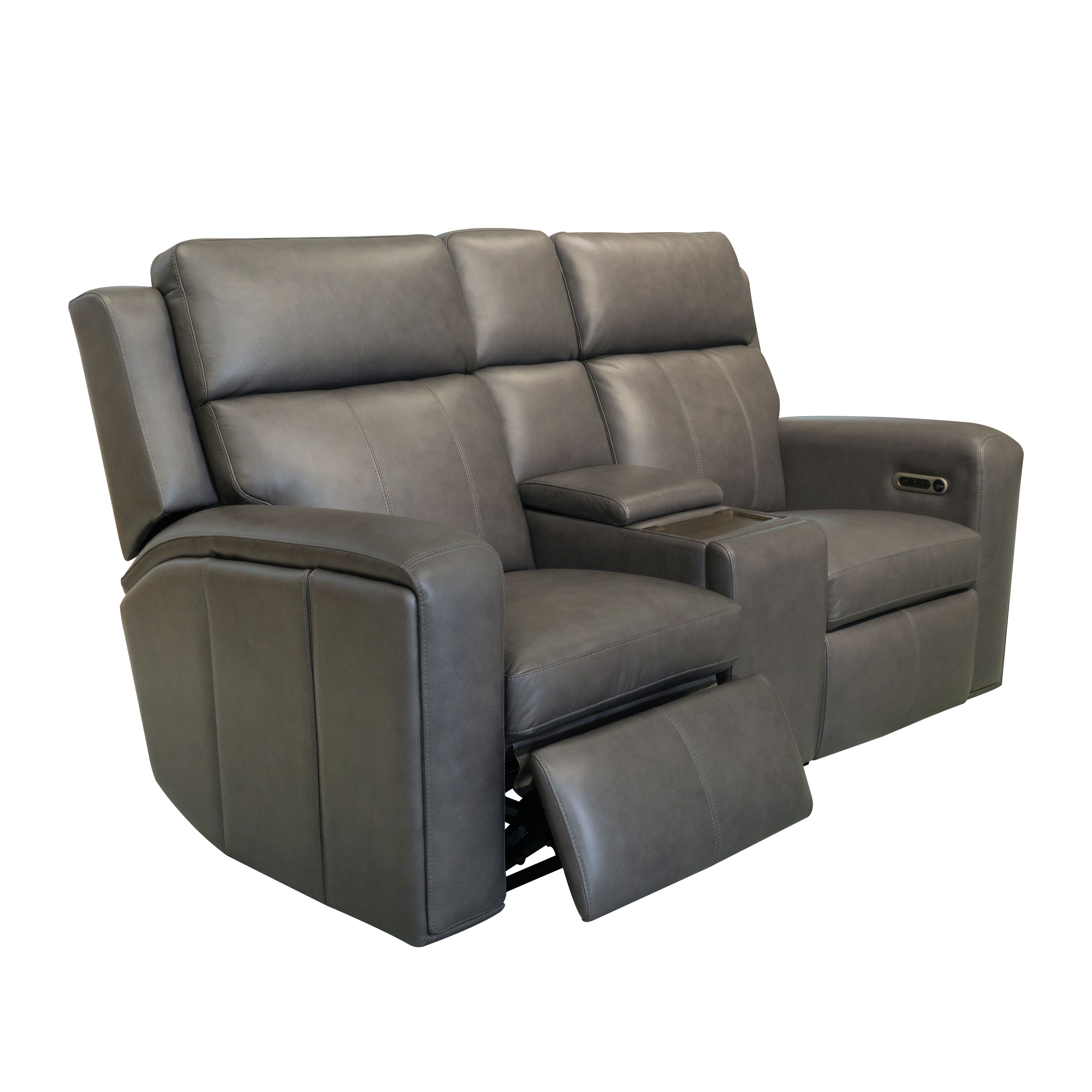 Wyatt - Power Reclining Loveseat With Console & Power Headrests & Lumbar - Gunmetal, dark gray, view 2
