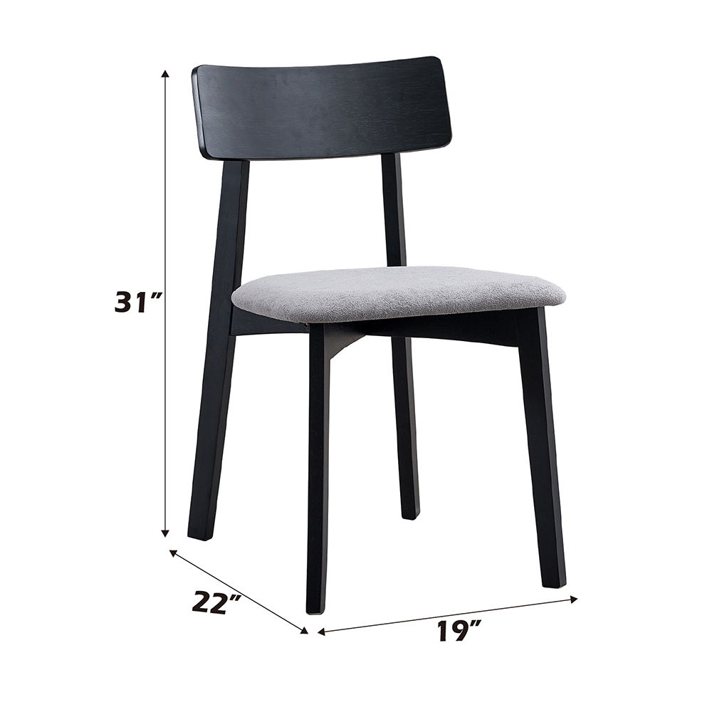 Real - Side Chair (Set of 2) - Gray Linen & Black, black, view 5