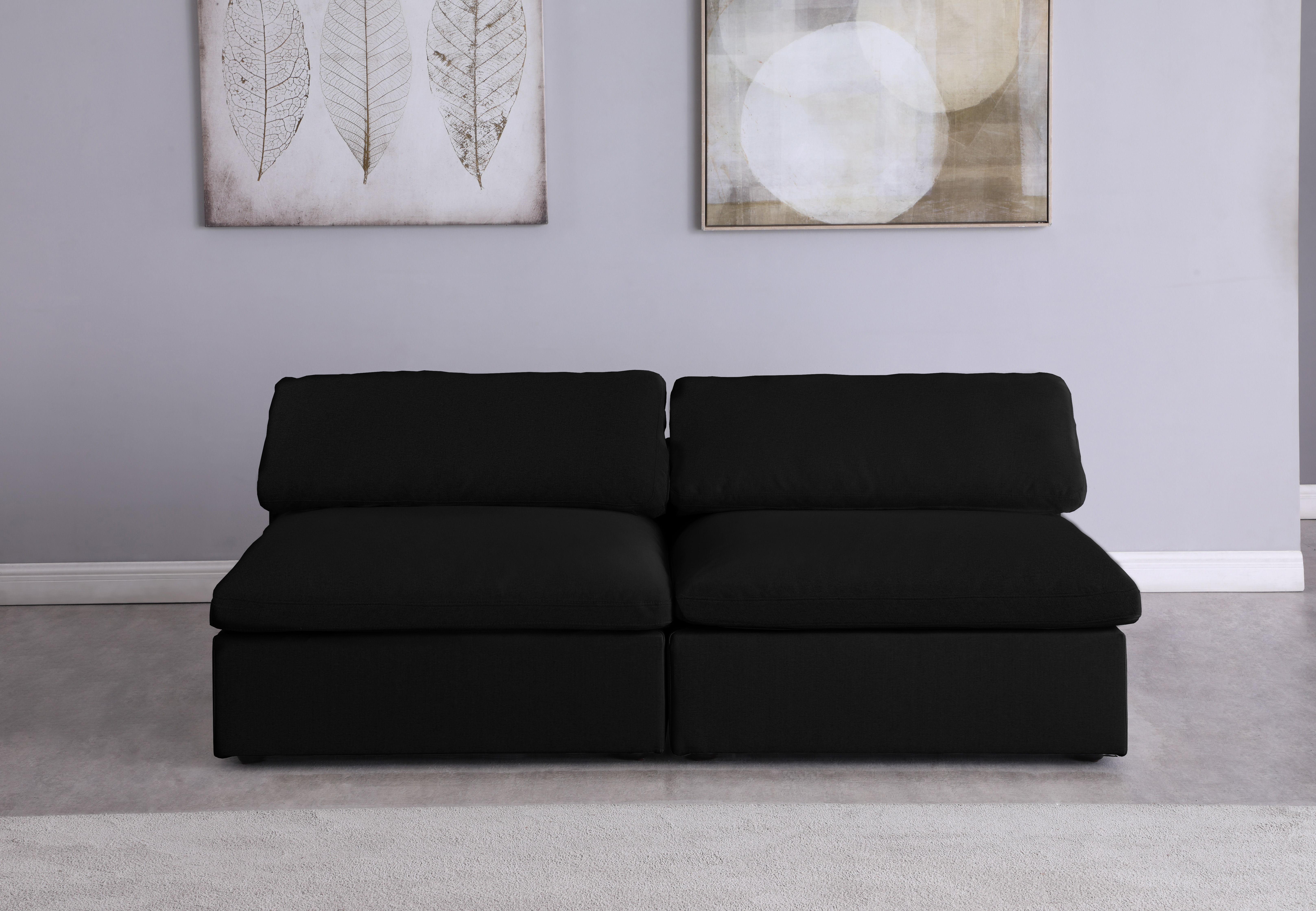Serene - 2 Piece Modular Armless Sofa - Black