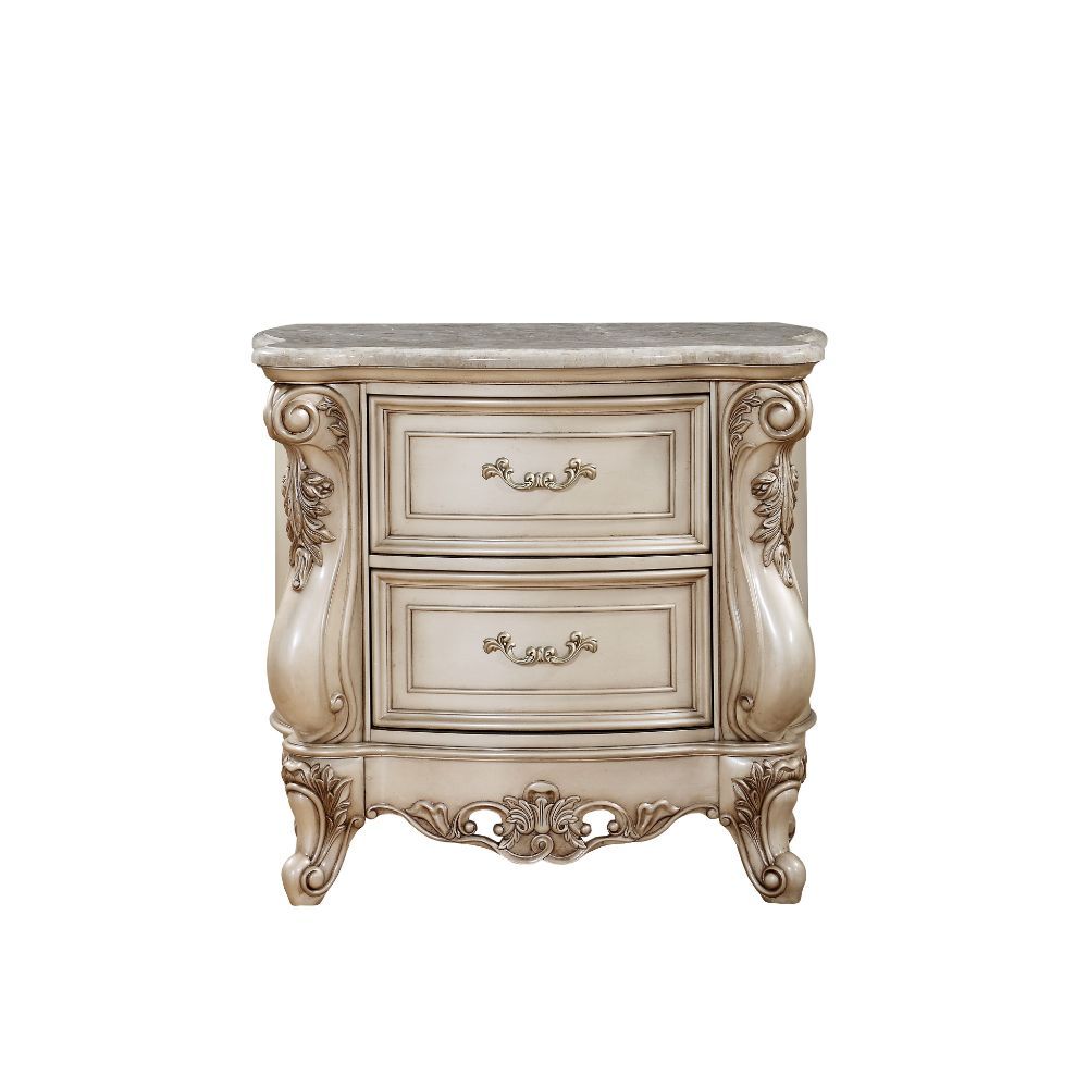 Gorsedd - Nightstand With Marble Top - Marble Top & Golden Ivory, beige, view 2