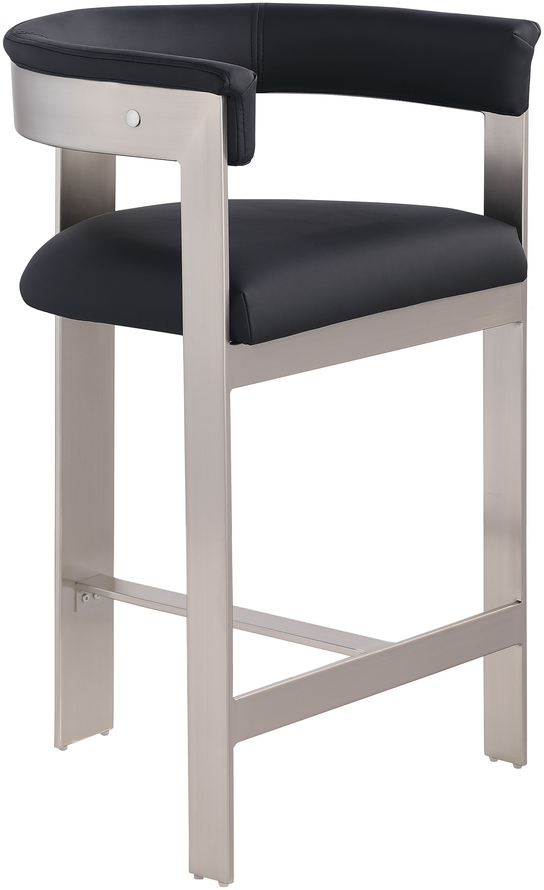 Romeo - Faux Leather Counter Stool With Silver Base (Set of 2) - Black