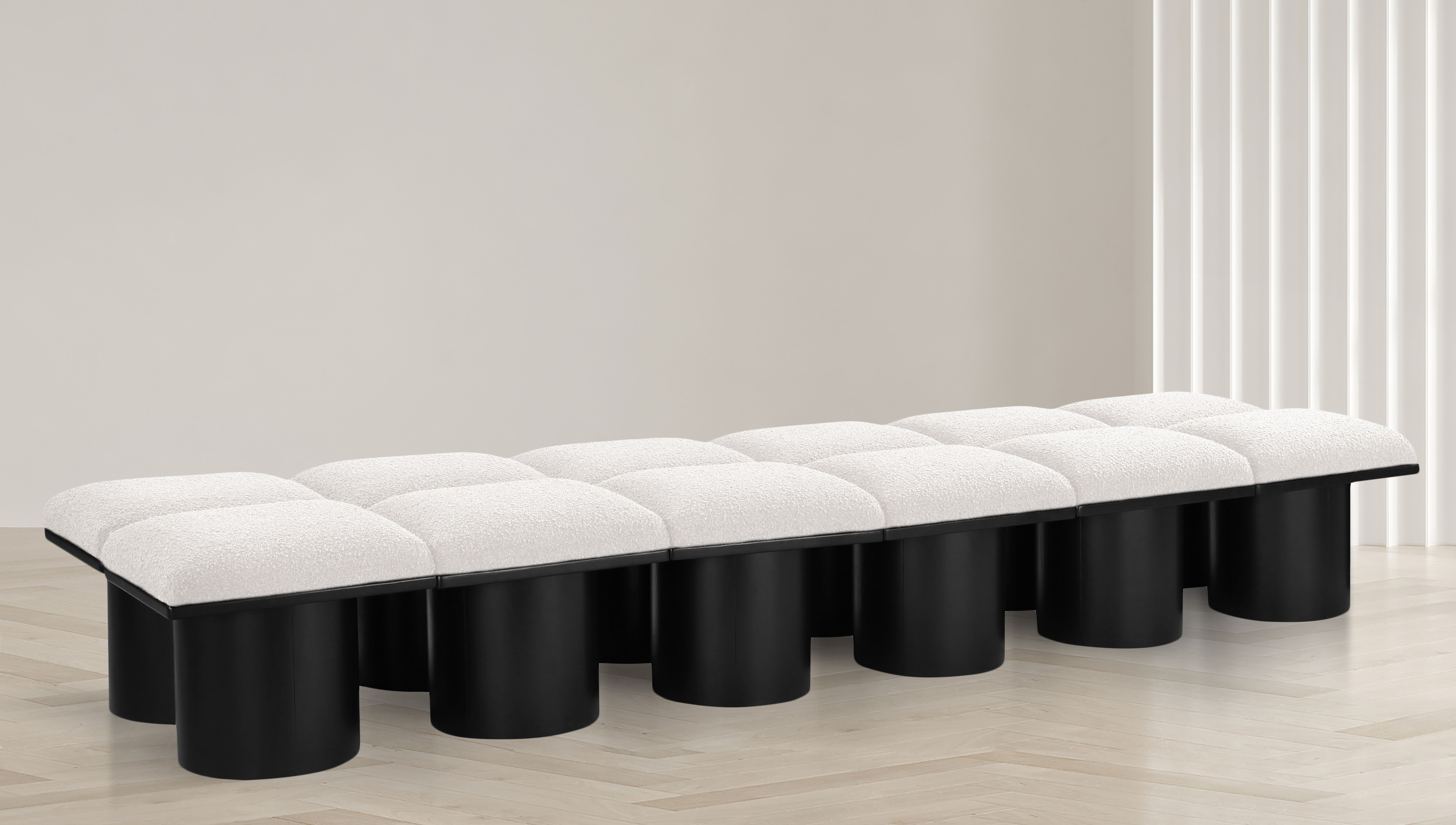 Pavilion - 108" 12 Piece Modular Bench With Black Base - Cream