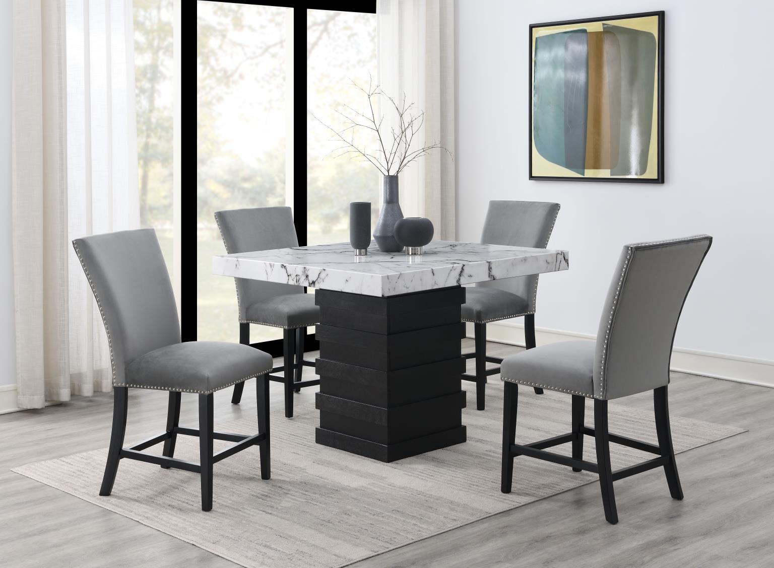D138 - 5 Piece Dining Room Set (Counter Table, 4 Chairs) - Gray