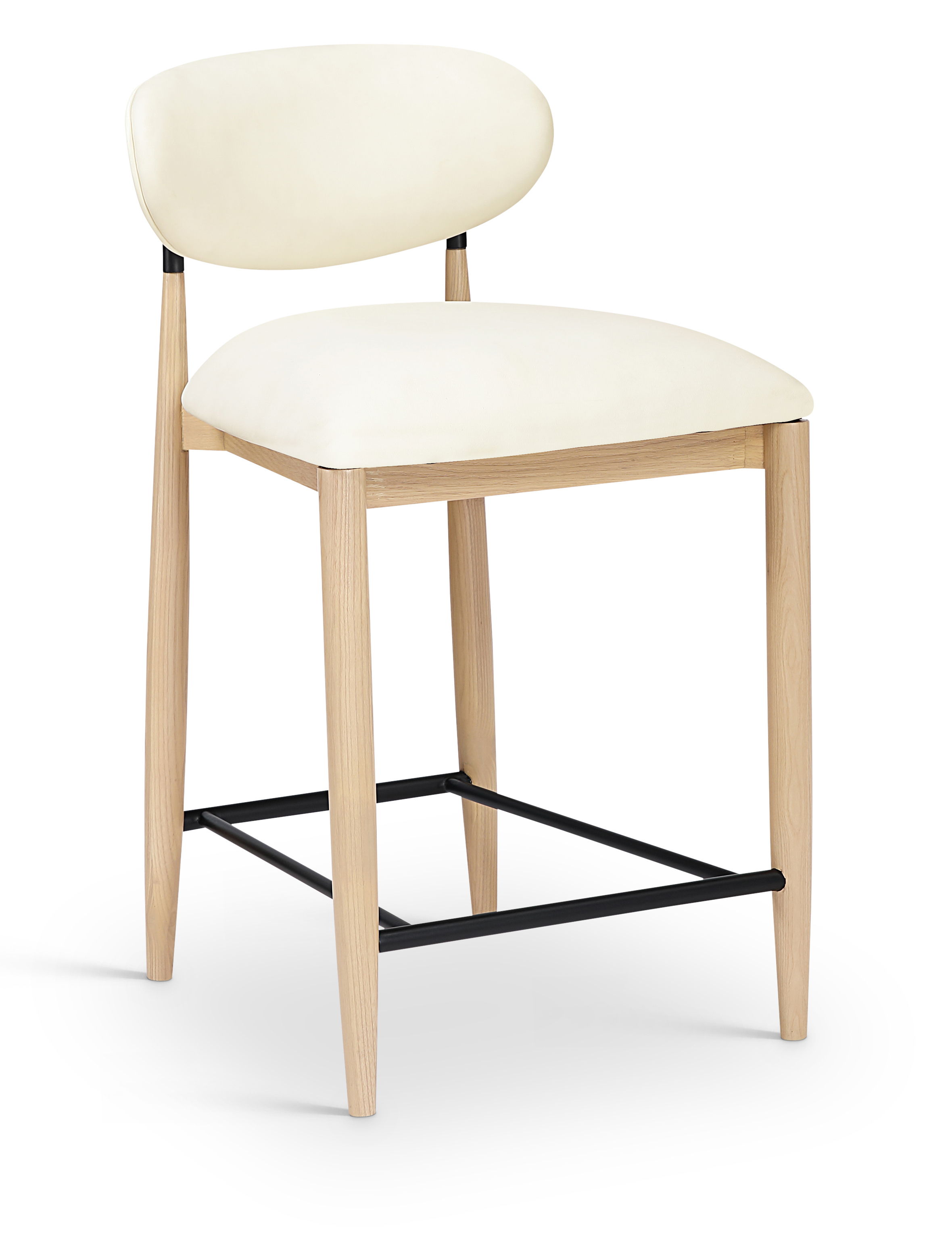 Riccio - Stool With Light Brown Legs - Cream