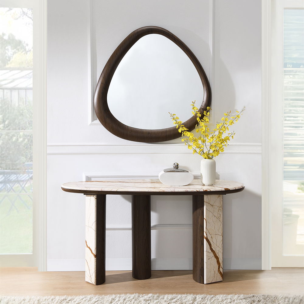 Haidar - Console Table With Marble Top - Natural / Brown, beige, view 5