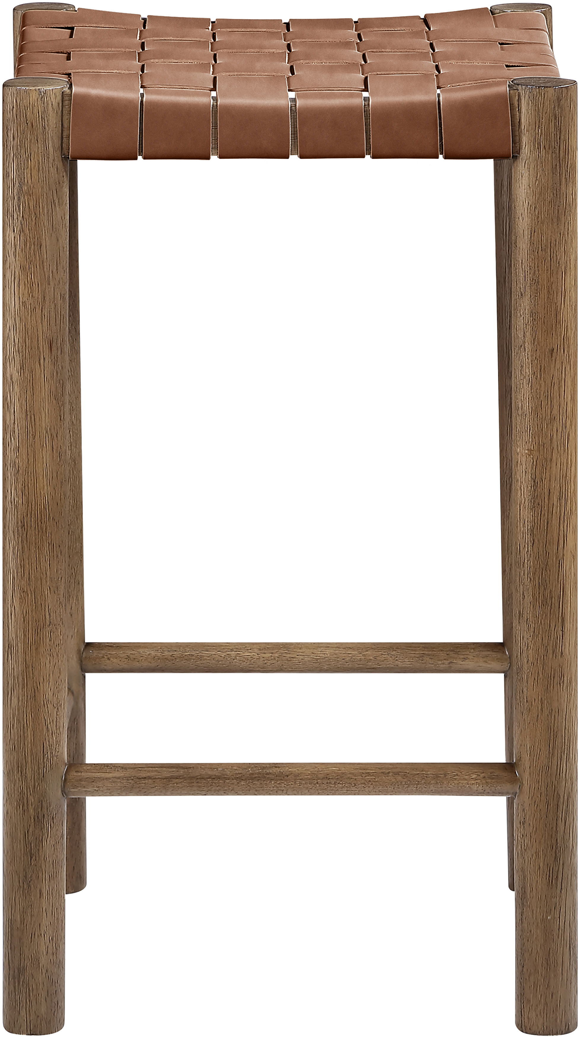 Entwine - Vegan Leather Upholstered Backless Counter Stool - Brown / Painted Brown