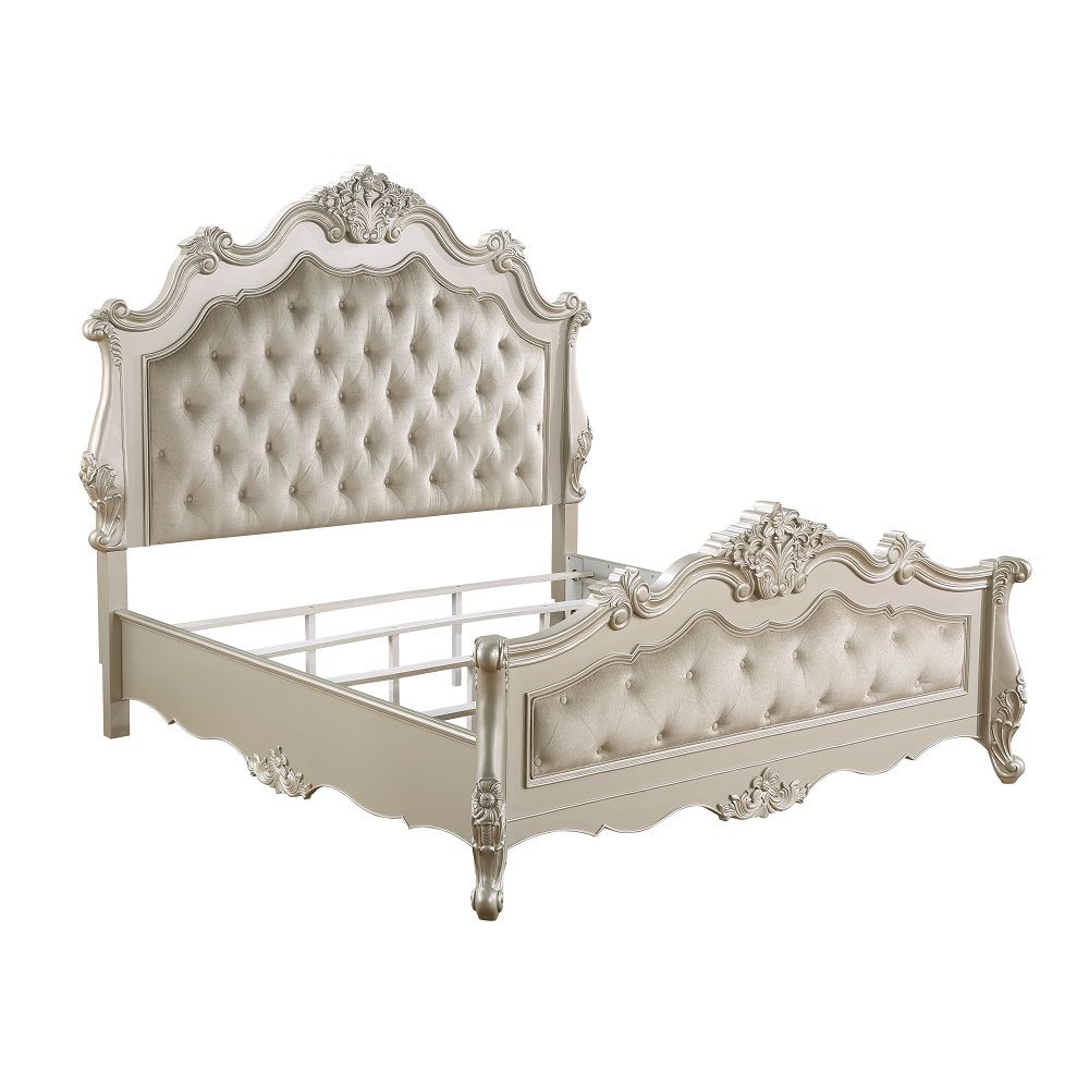 Bently - Queen Bed - Fabric & Champagne, silver