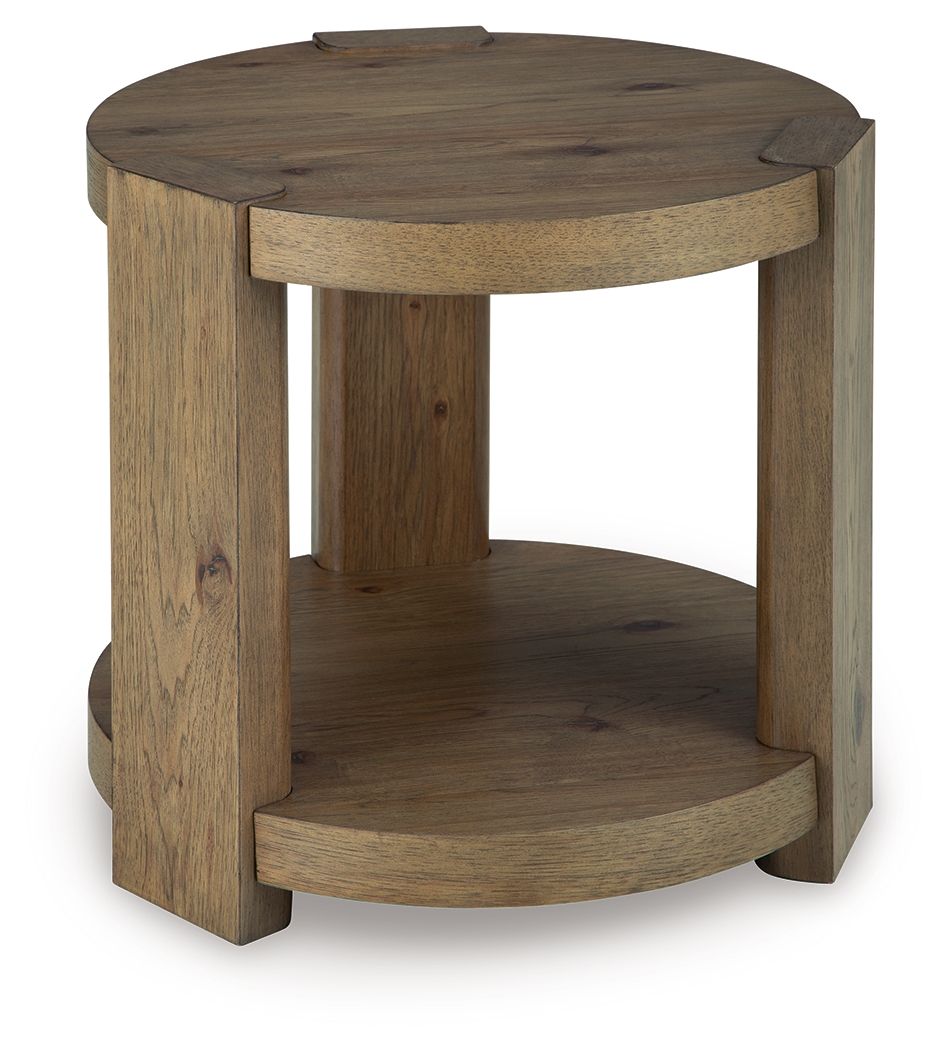 Ashley Furniture Flangren - Round End Table - Light Brown - Image 4