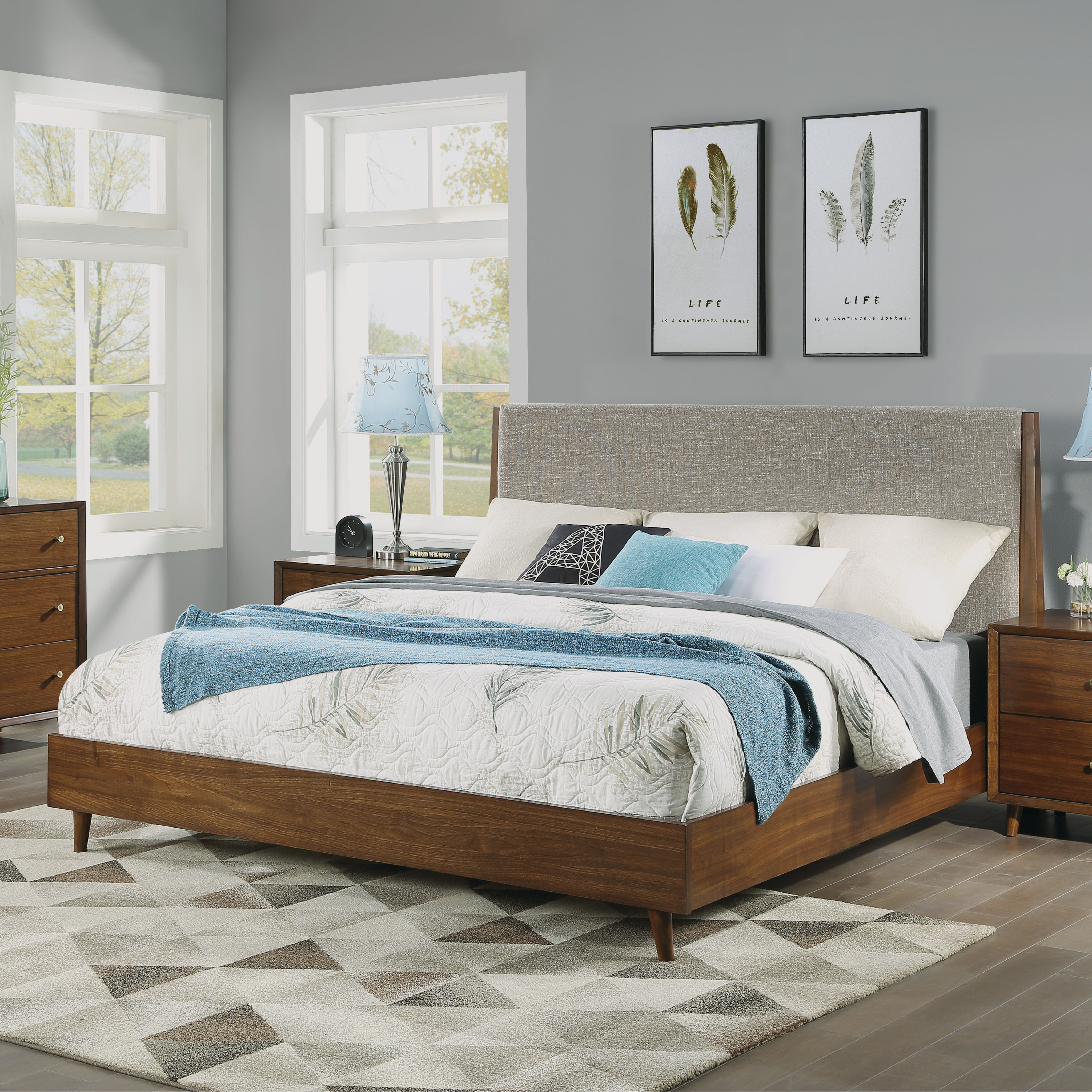 Ludwig - King Bed - Dark Brown, gray, view 4