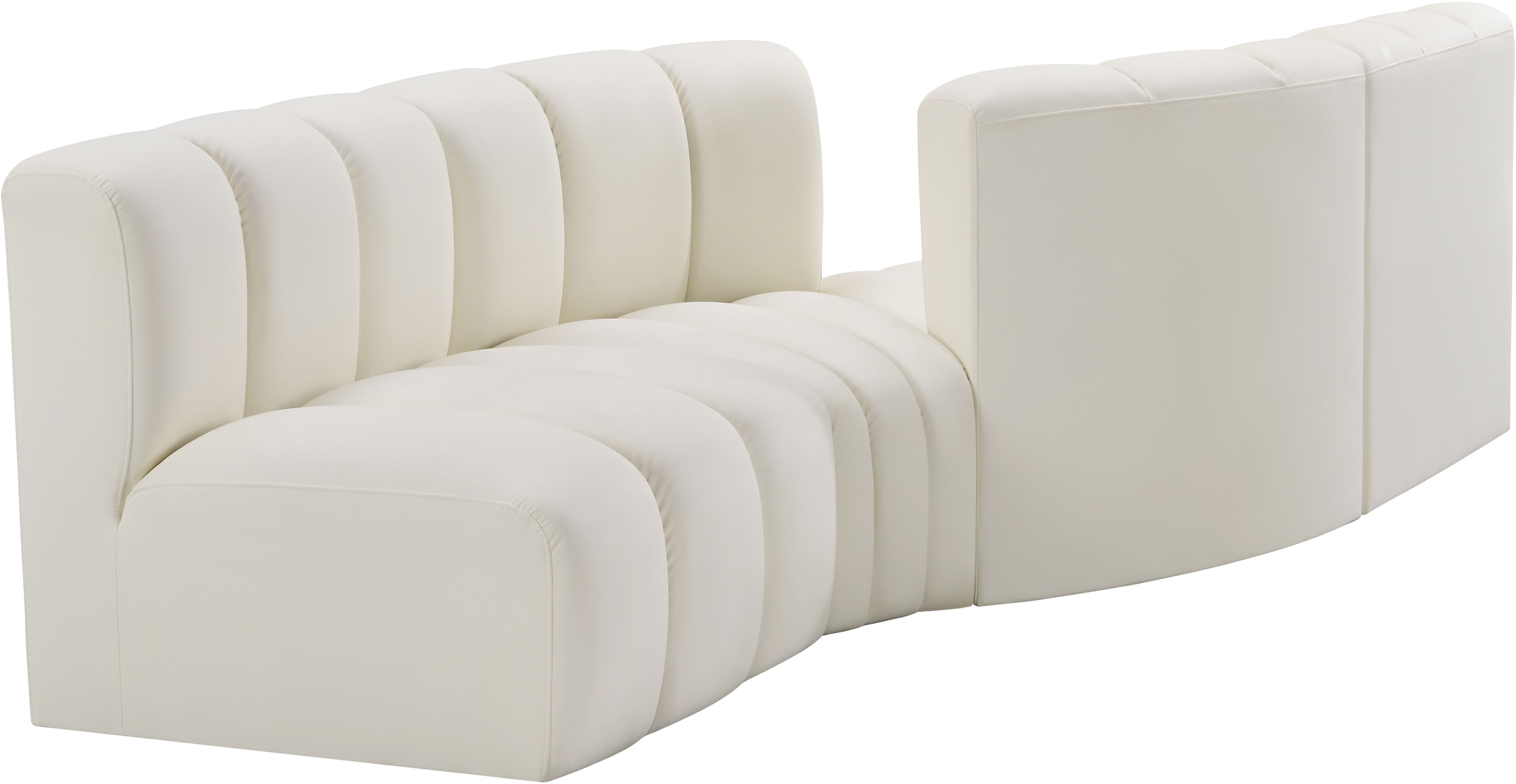 Arc - Faux Leather 4 Piece Sofa - Cream
