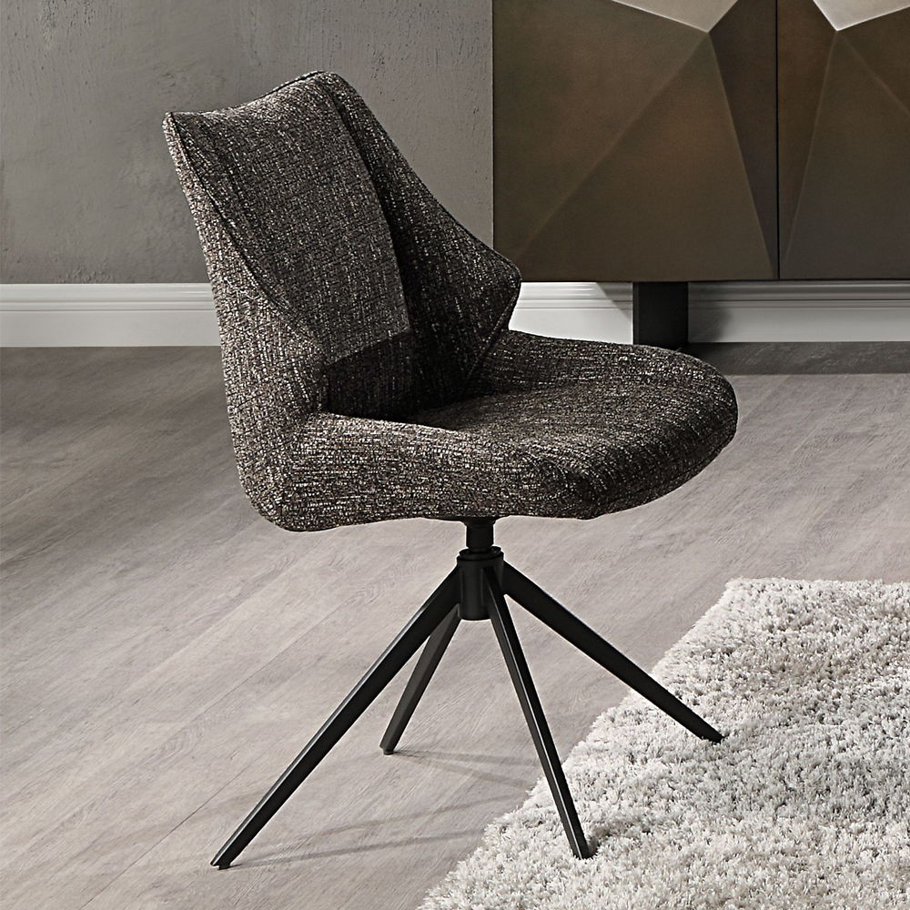 Malika - Side Chair With Swivel (Set of 2) - Brown Chenille, dark brown