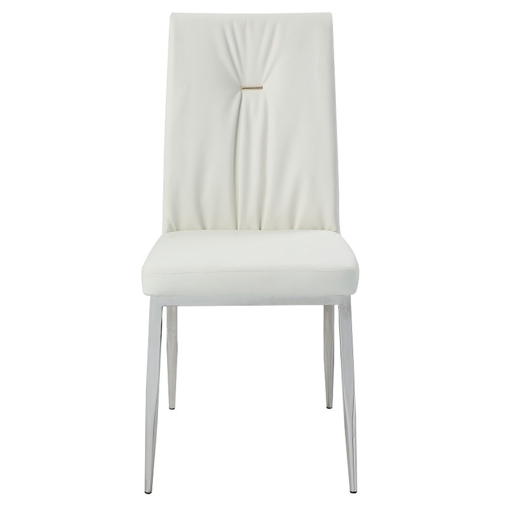 Kamaile - Side Chair (Set of 2) - Beige Synthetic Leather & Chrome, white, view 3