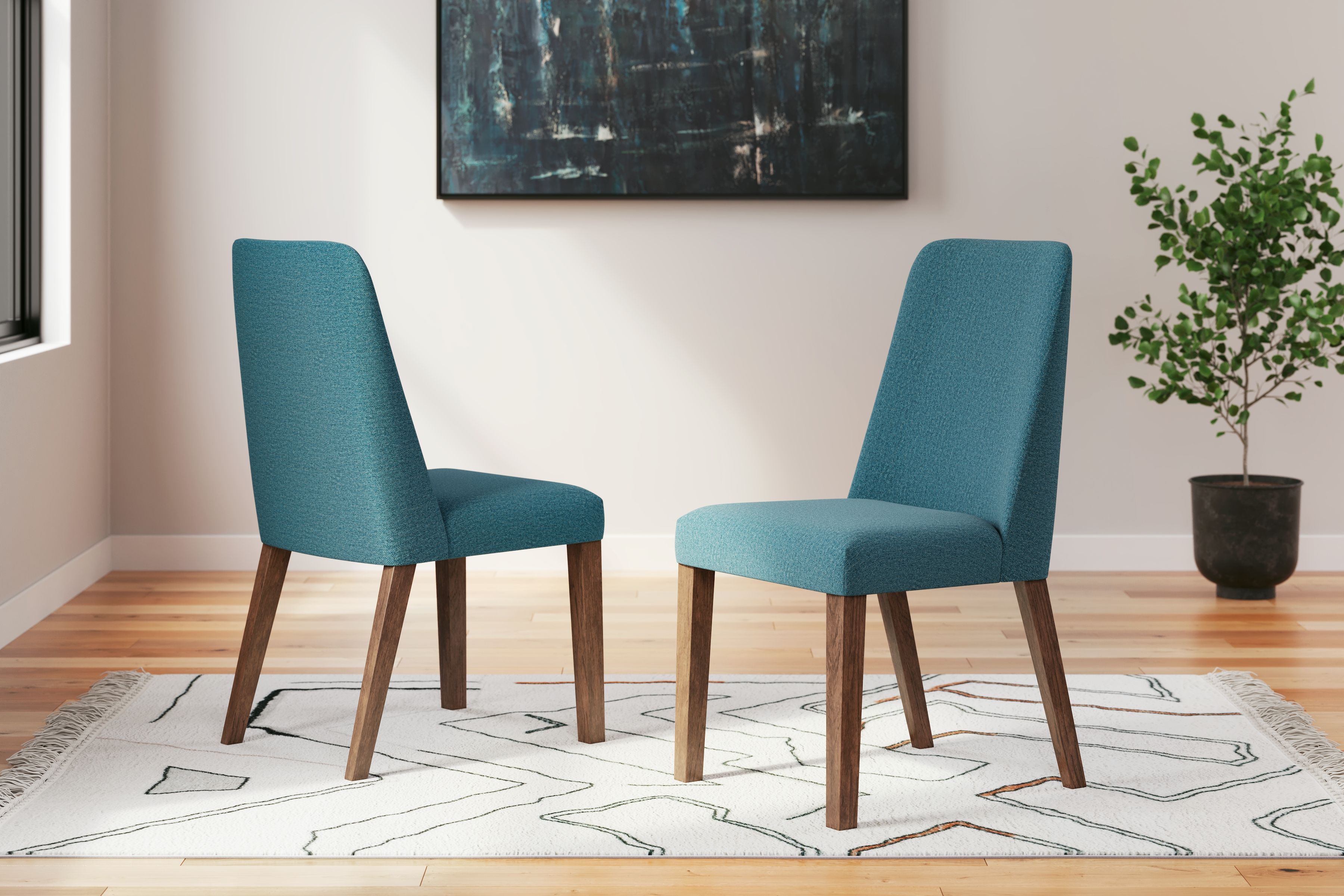 Ashley Lyncott Dining UPH Side Chair (2/CN) - Blue/Brown