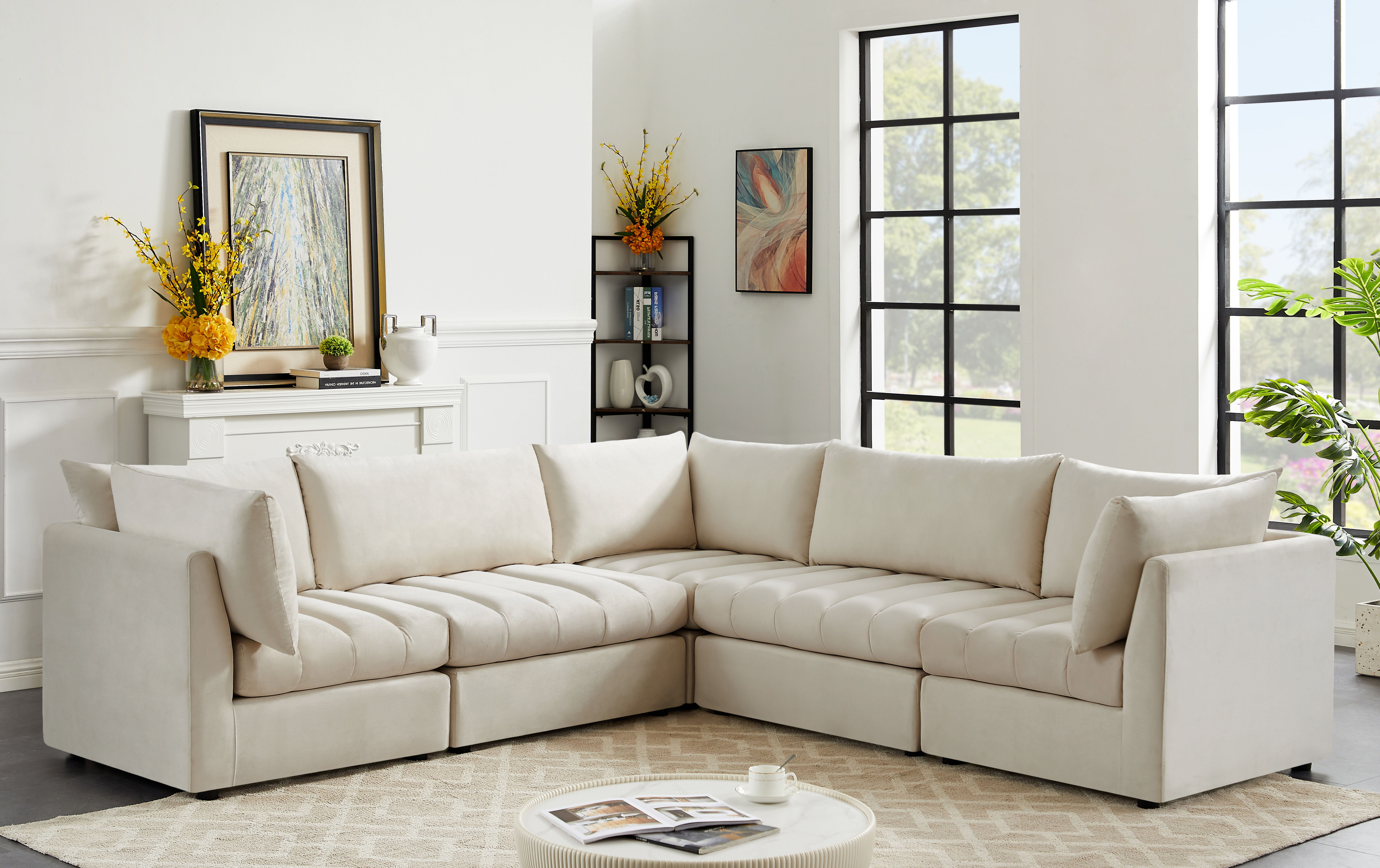 Jacob - Modular Corner Sectional 5 Piece - Cream