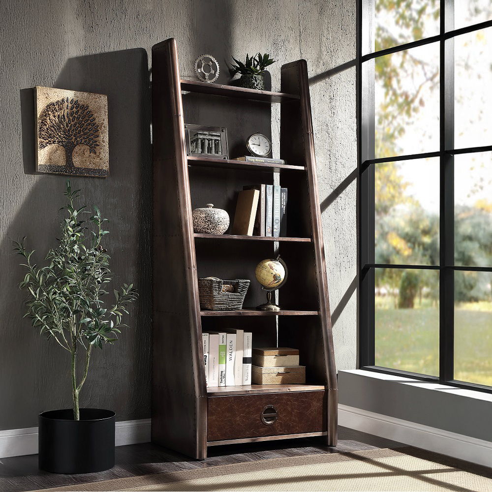 Brancaster - Bookcase - Aluminum, dark brown, view 6