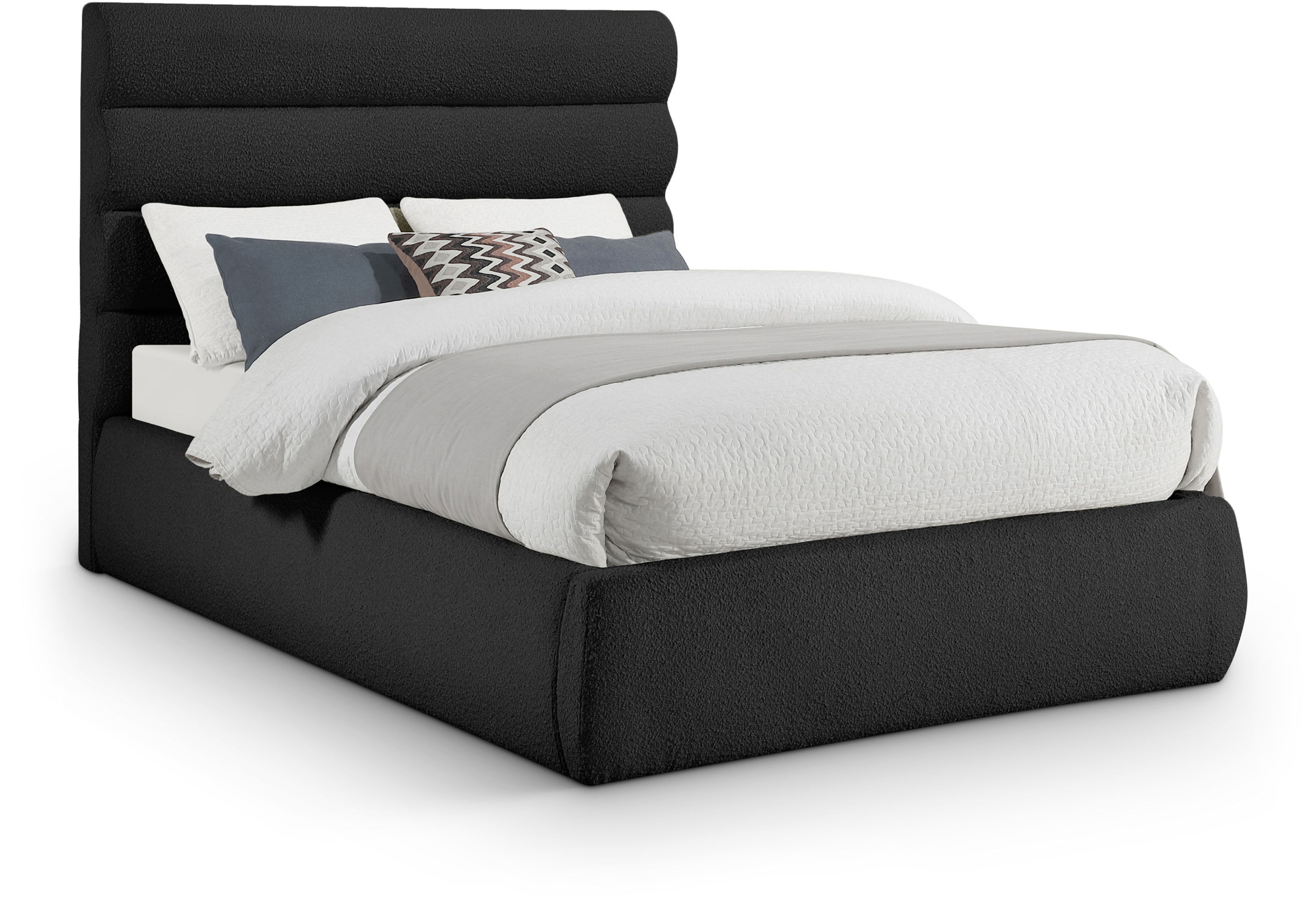 Adam - Boucle Fabric Full Bed With 52" Headboard - Black