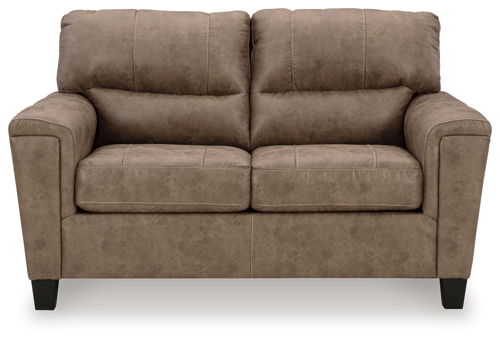Navi - Loveseat - Fossil, dark brown