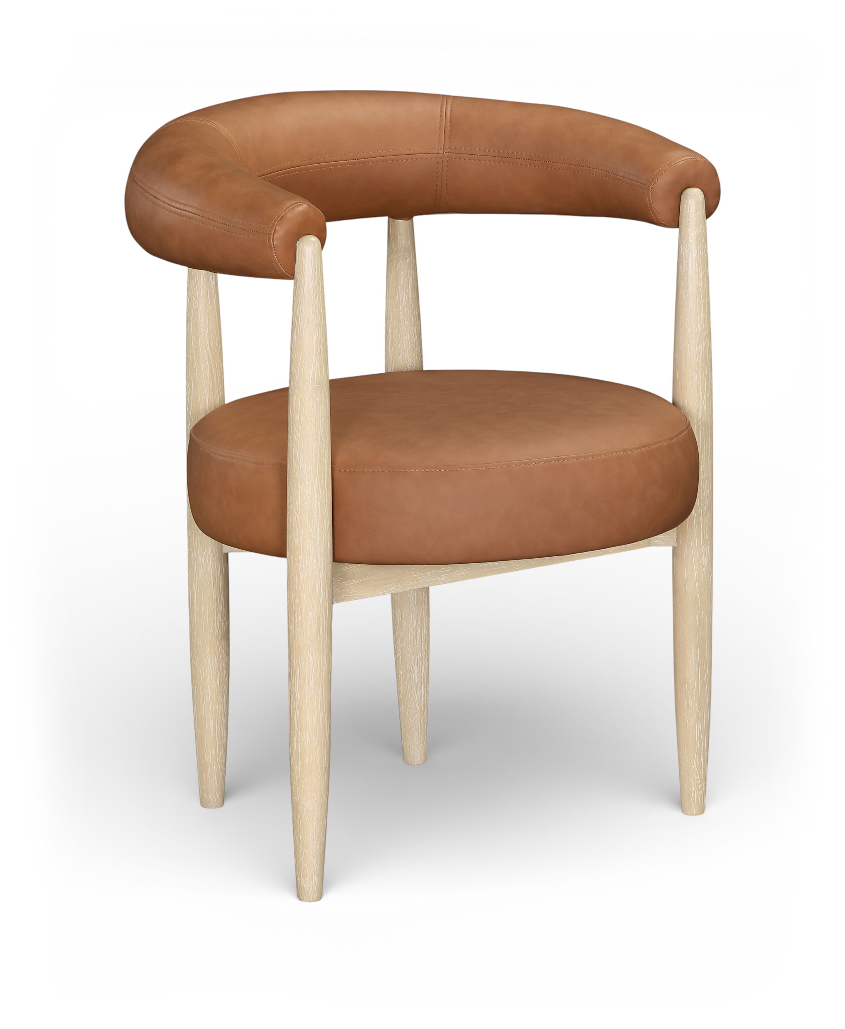 Sable - Vegan Leather Upholstered Dining Chair (Set of 2) - Cognac / Painted Natural