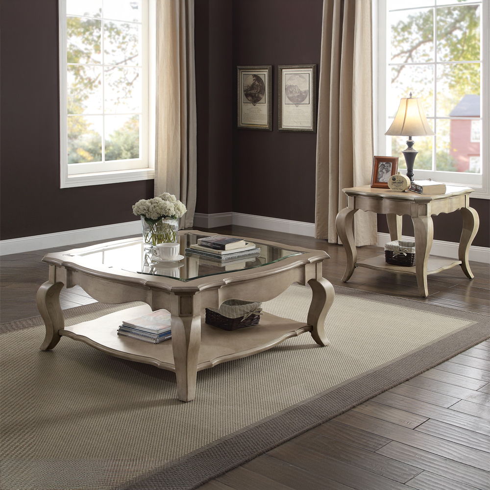 Chelmsford - Coffee Table - Clear Glass & Antique Taupe, beige, view 4