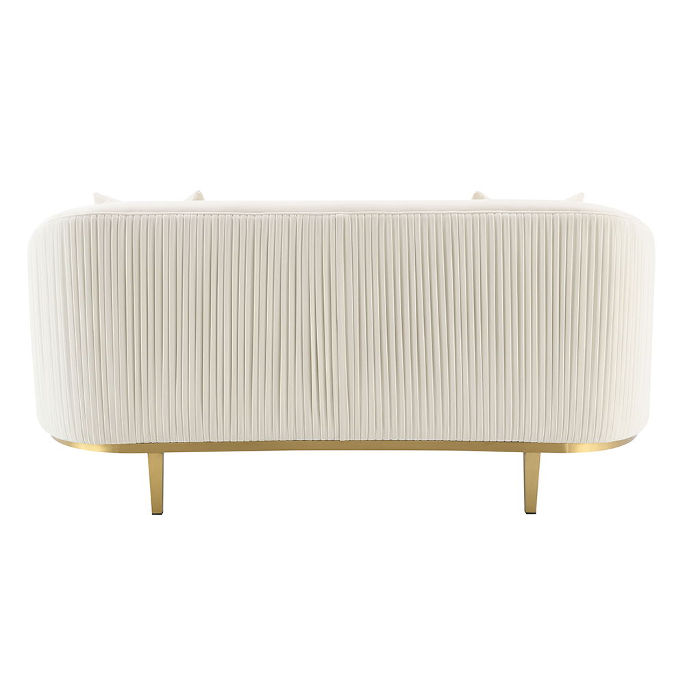 Martina - Loveseat With 2 Pillows - Ivory Velvet, beige, view 3