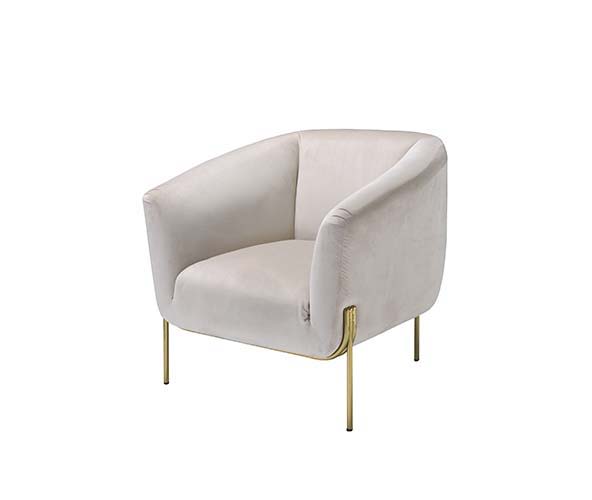 Carlson - Accent Chair - Beige Velvet & Gold, beige, view 2