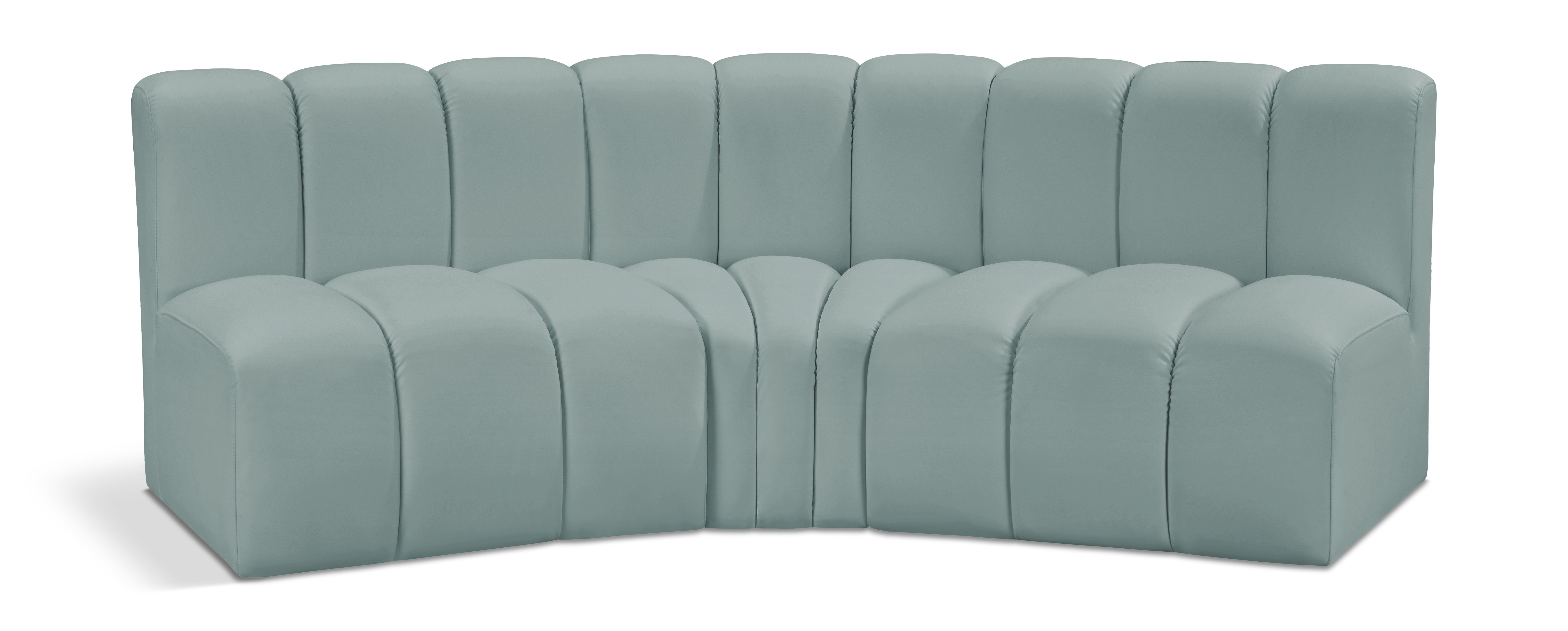 Arc - Faux Leather 3 Piece Modular Corner Sofa - Mint Green