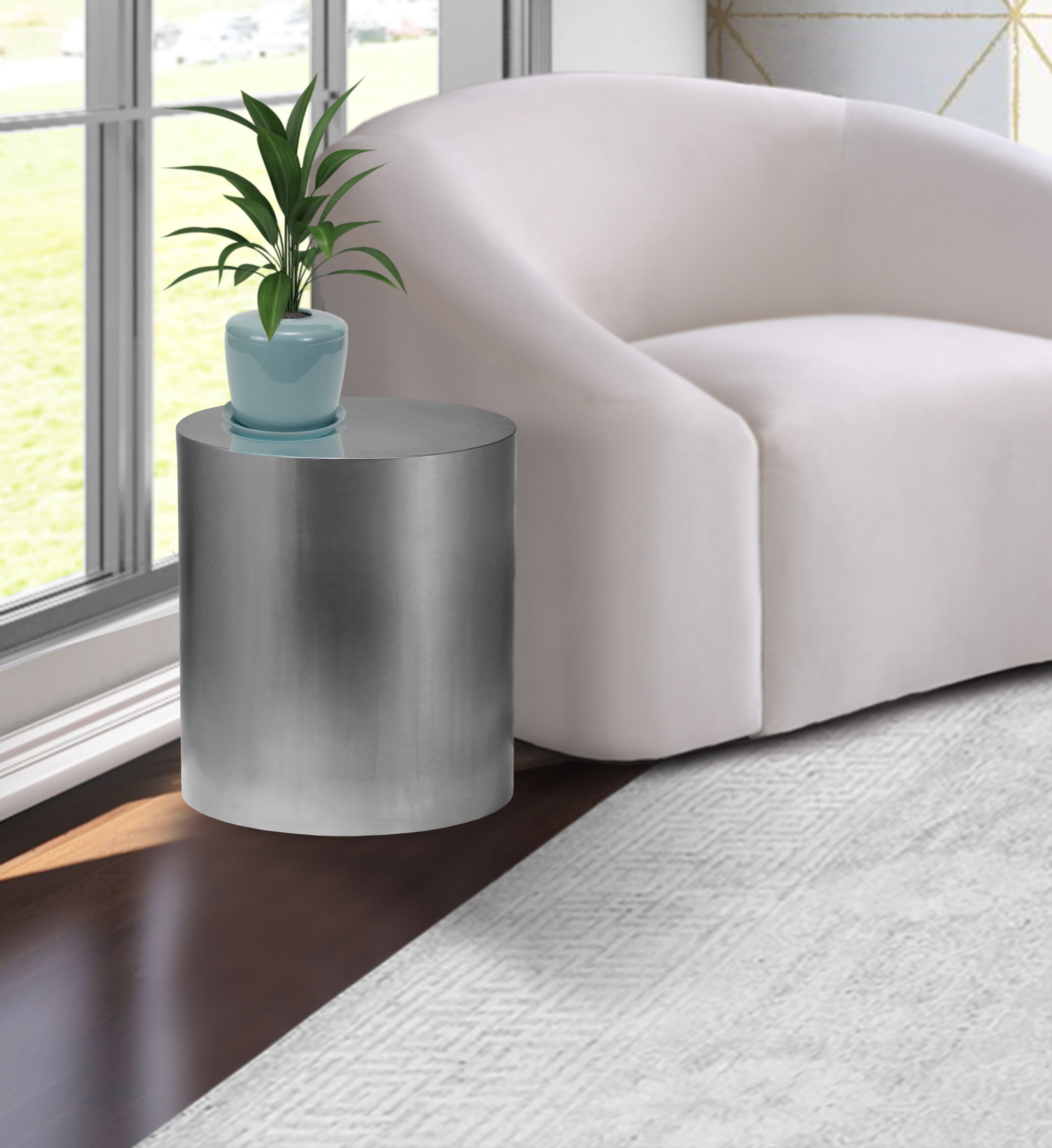 Cylinder - End Table - Pearl Silver