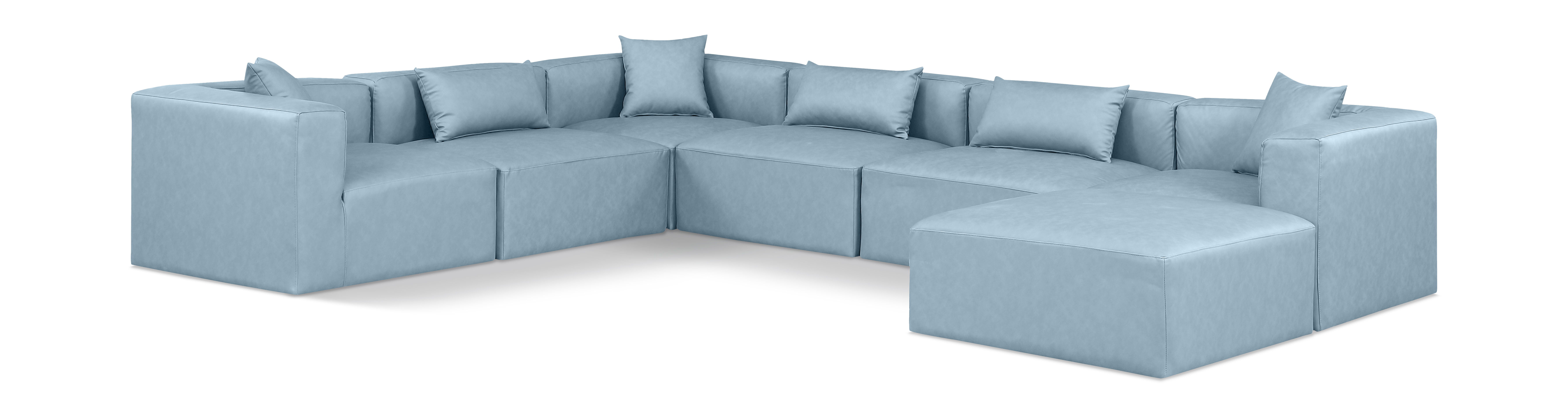 Cube - 7 Piece Modular Sectional - Light Blue