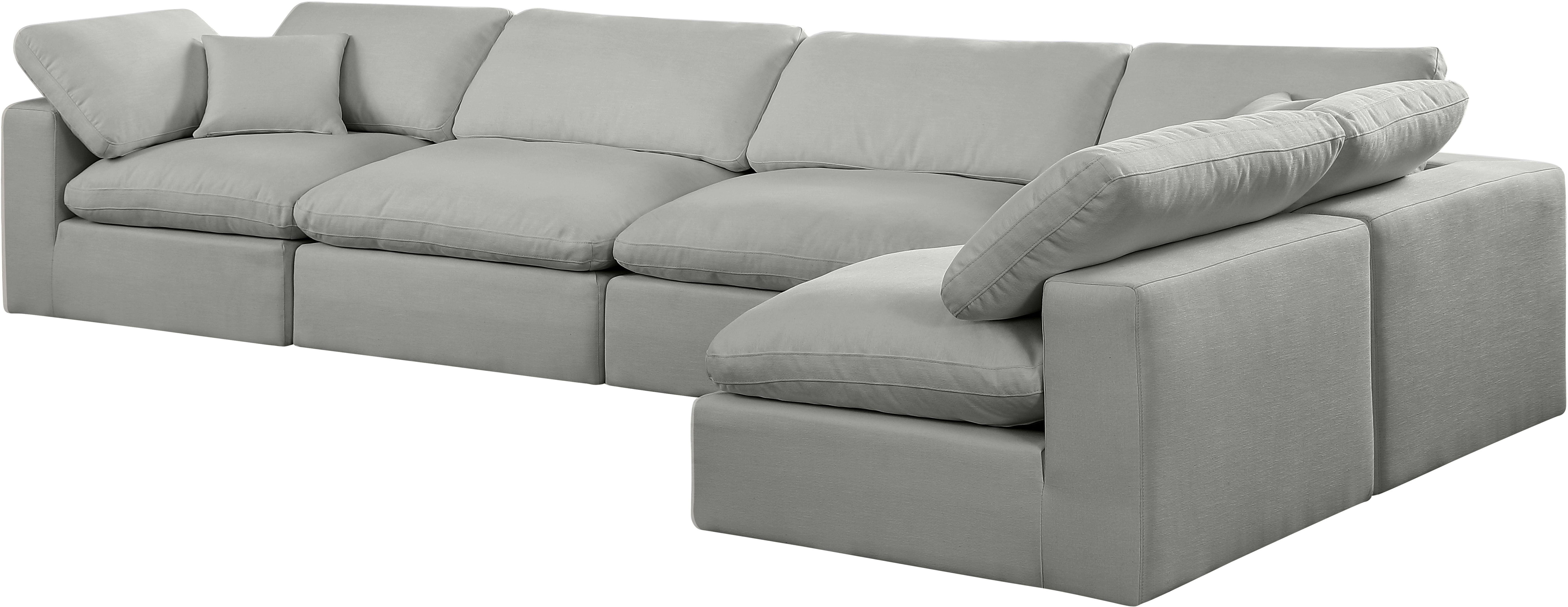 Comfy - 5 Piece Linen Modular Sectional - Gray