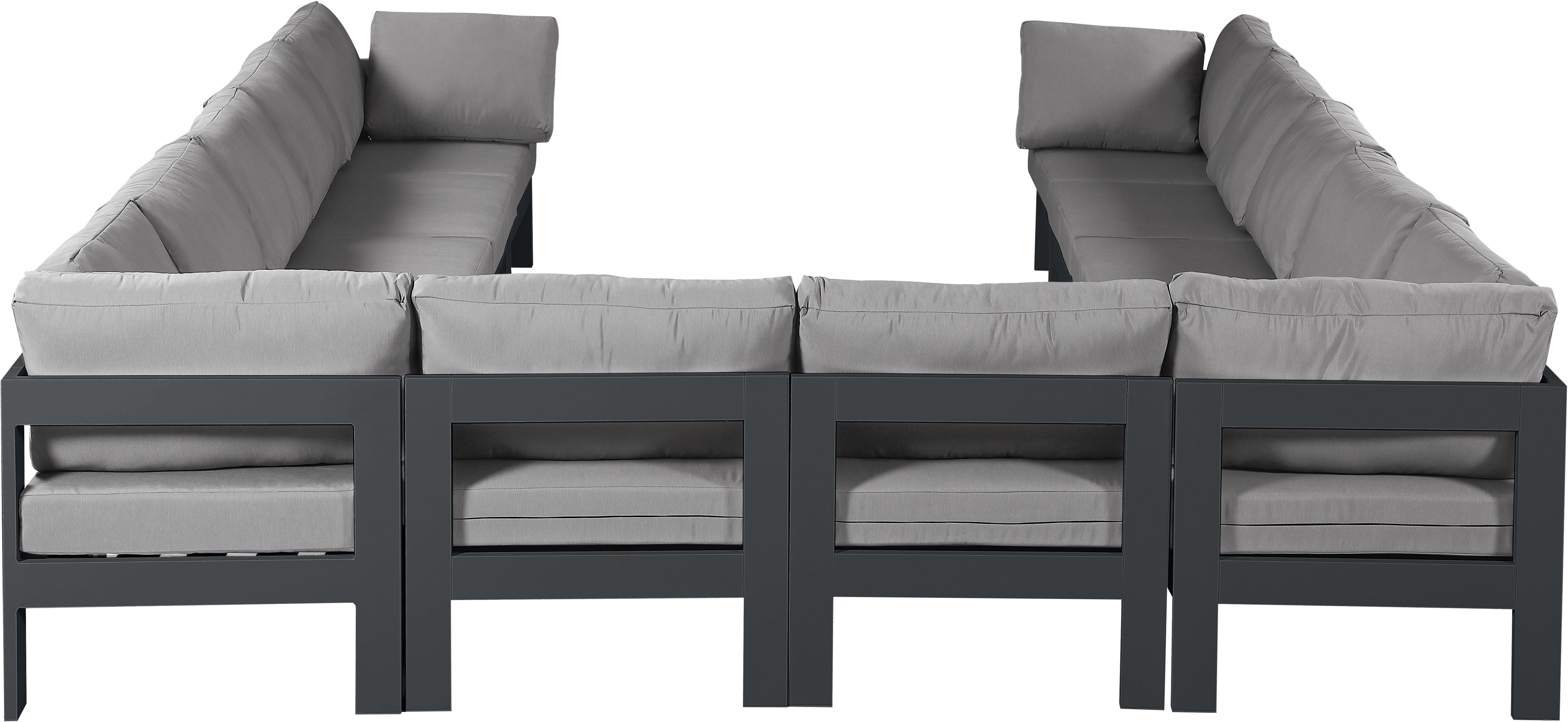 Nizuc - Outdoor Patio 12 Piece Modular Sectional With Gray Frame - Gray