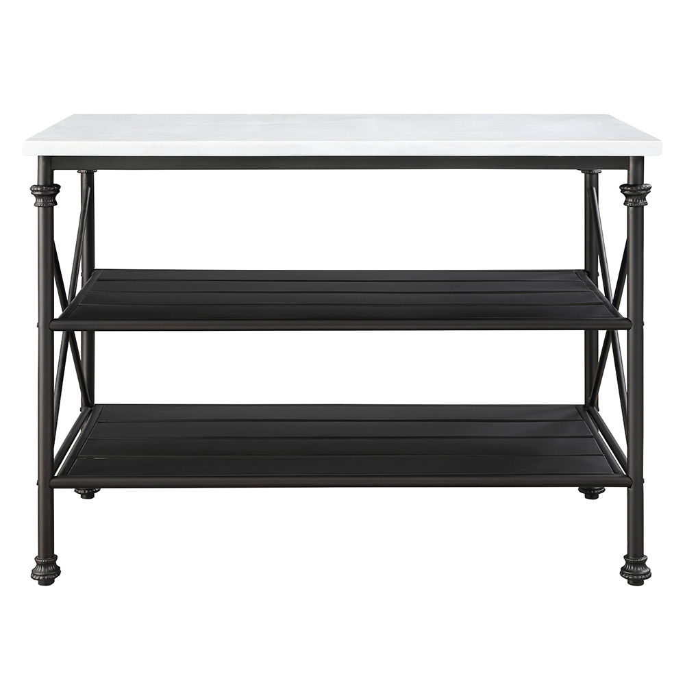 Brahm - Kitchen Island - White Marble Top & Gray, dark gray, view 4