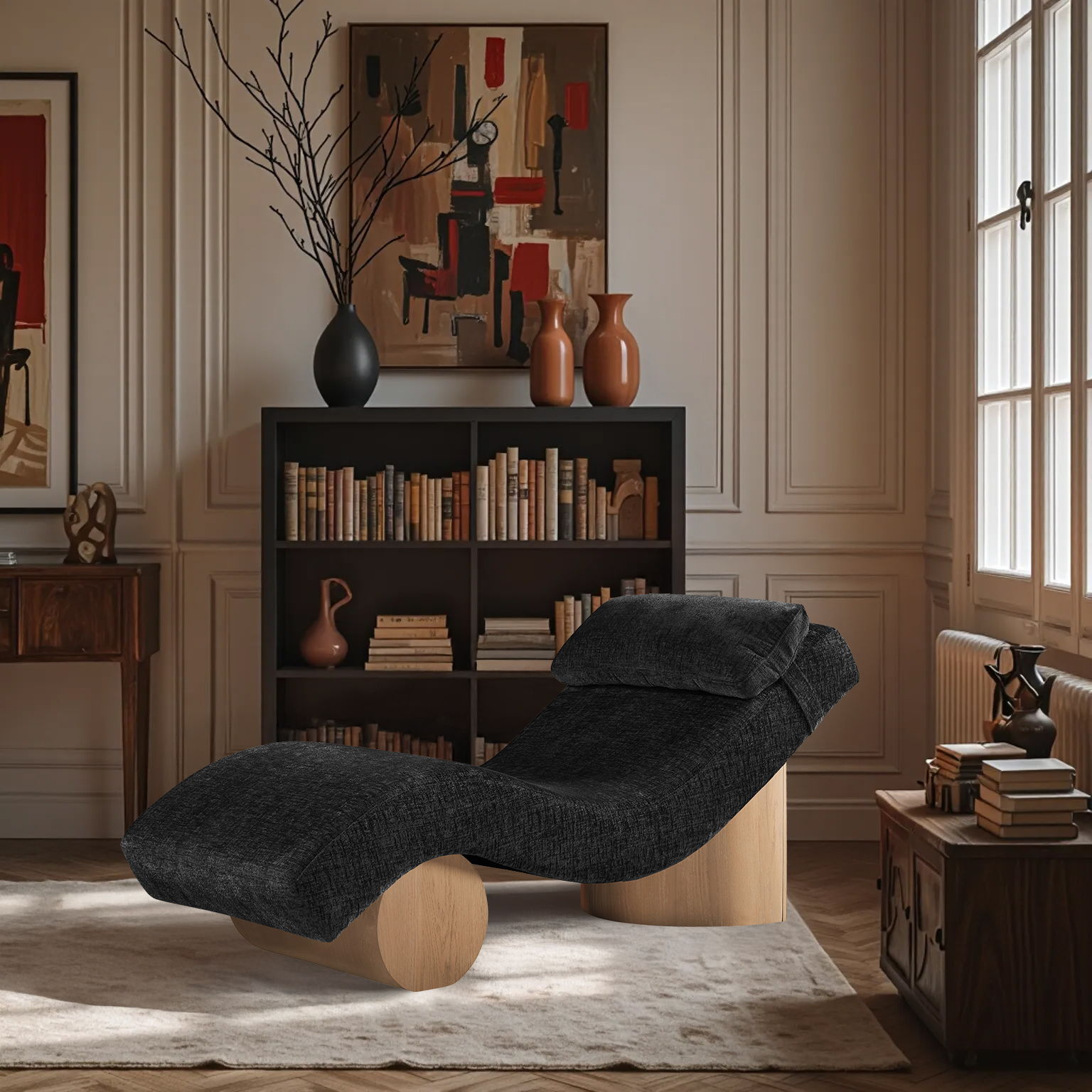 Marcella - Upholstered Chaise Lounge - Black