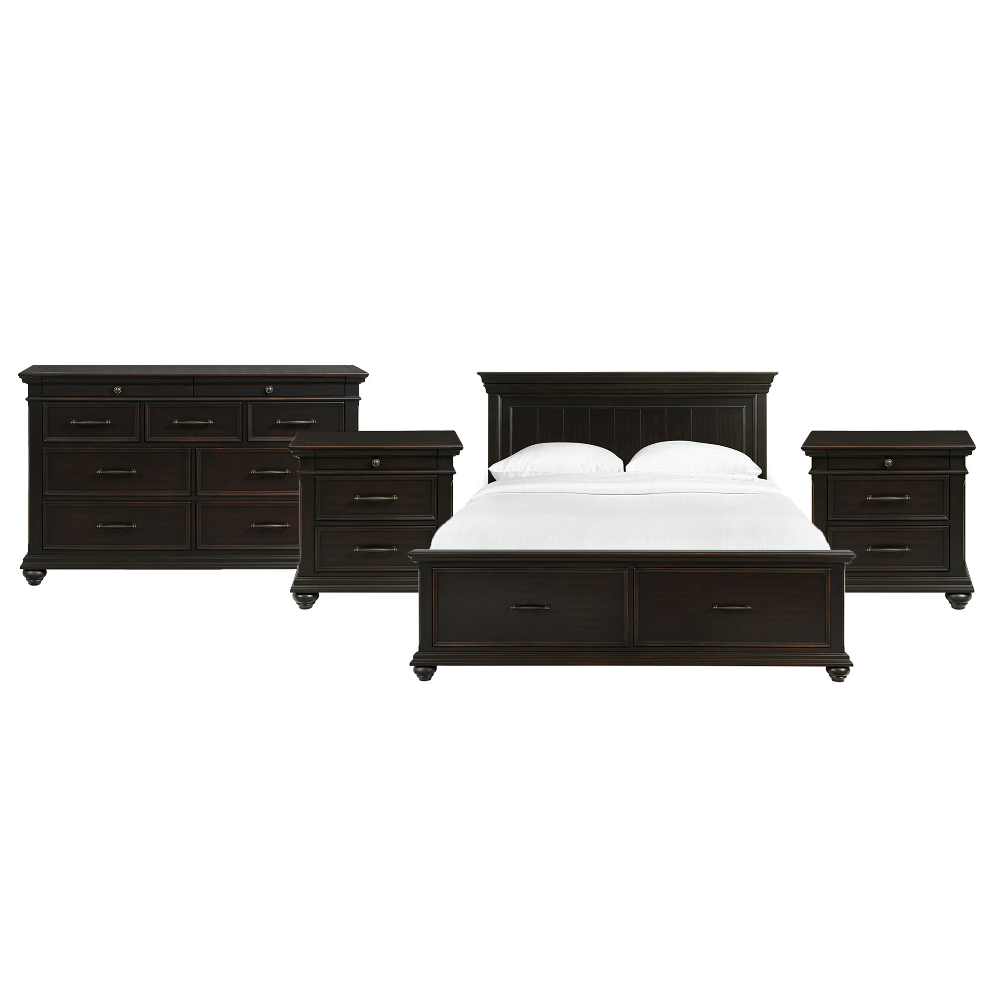 King · 4 Pc · Bedroom Set With 2 Nightstands & Dresser