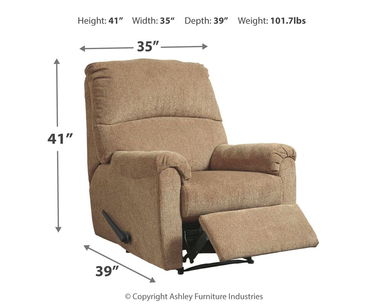 Ashley Furniture Nerviano - Zero Wall Recliner - Mocha - Image 4