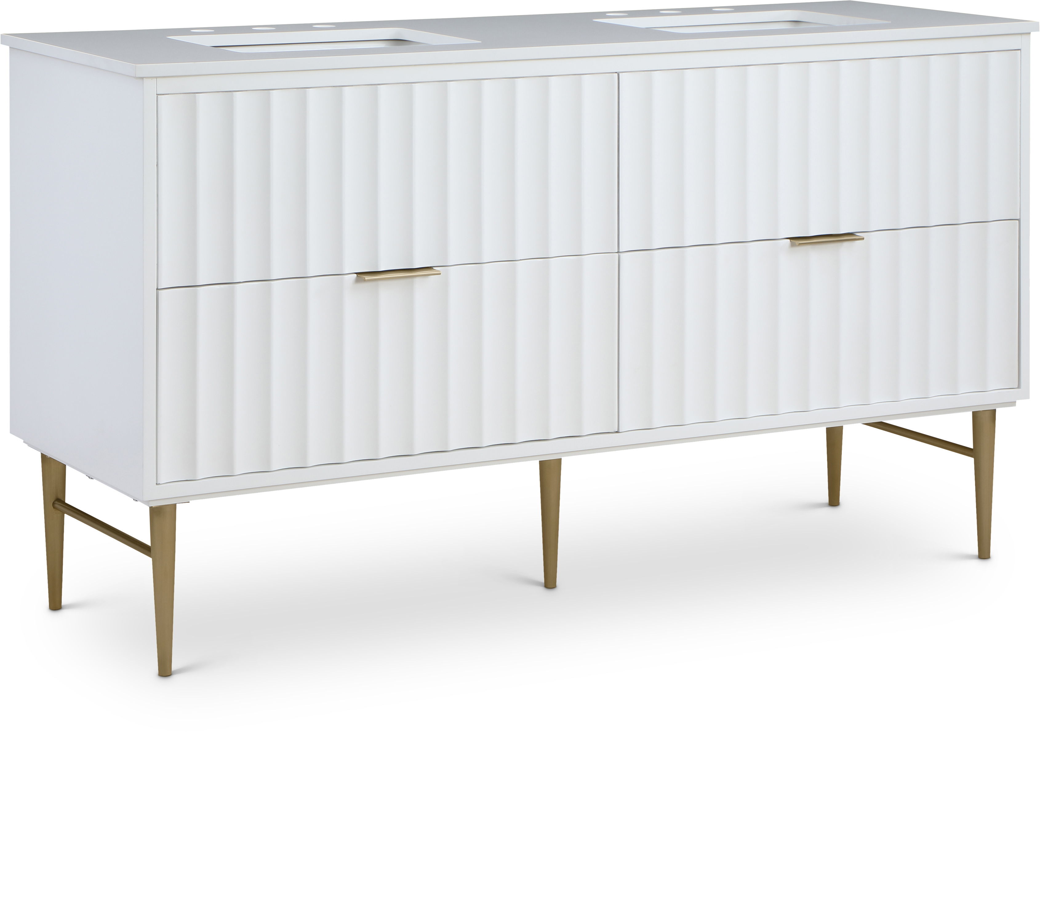 Modernist - 60" Bathroom Vanity With Gold Legs - White