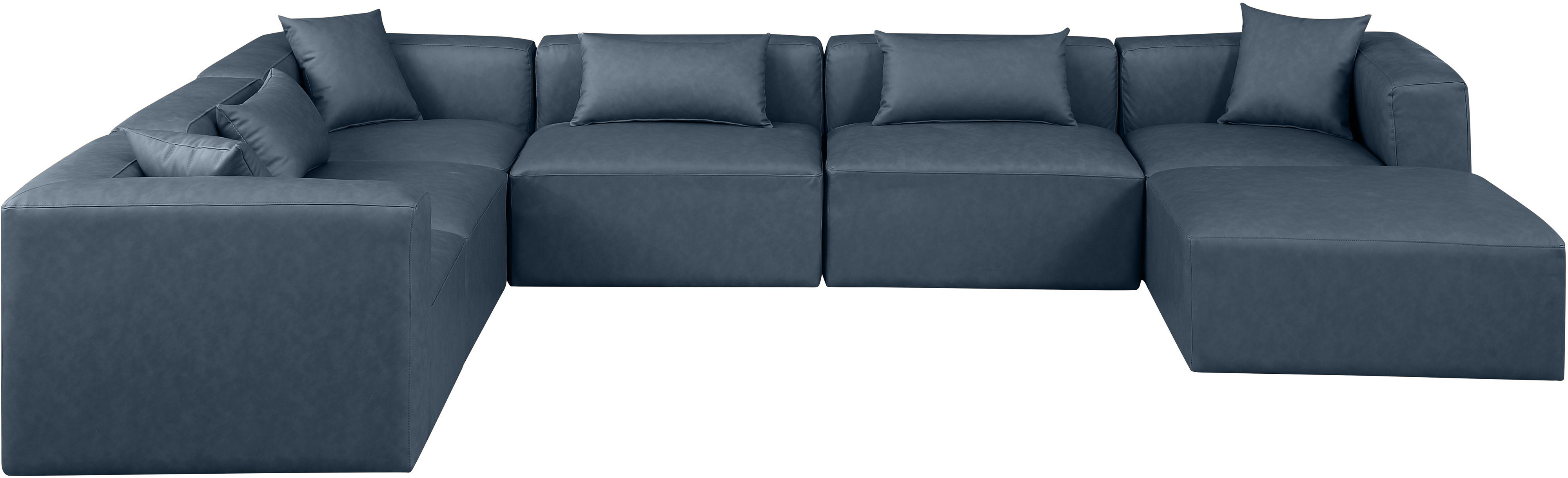 Cube - 7 Piece Modular Sectional - Navy Blue
