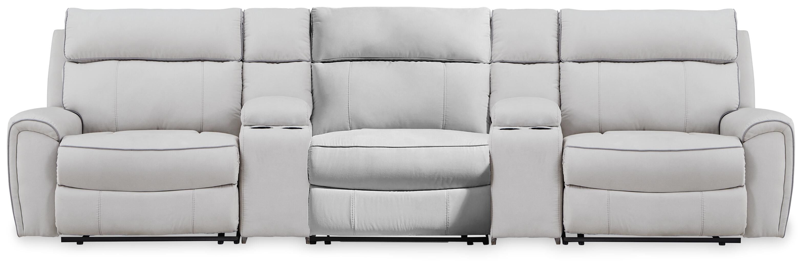 5 Pc · Power Reclining Sectional With Storage Consoles And Power Armless Recliner