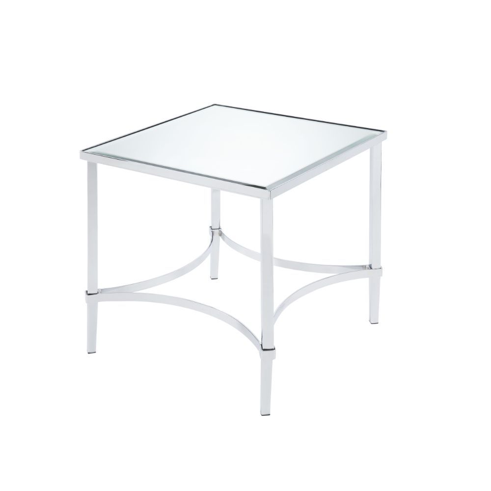 Petunia - End Table - Mirrored & Chrome, silver