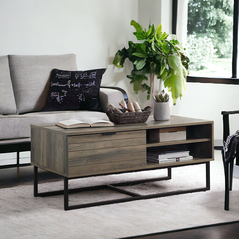Homare - Coffee Table - Rustic Oak & Black, light brown, view 5