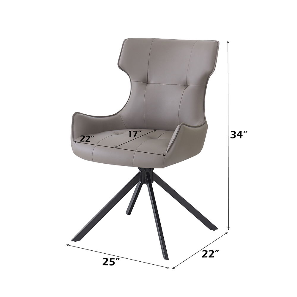 Damita - Camel Synthetic Leather Side Chair With Swivel (Set of 2) - Gray & Black Finsh, gray, view 6