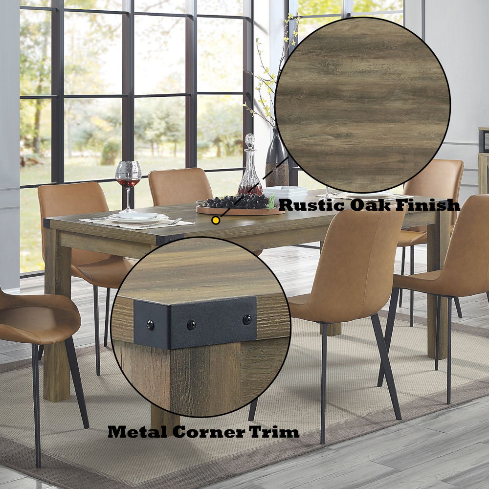 Abiram - Dining Table - Rustic Oak, light brown, view 5
