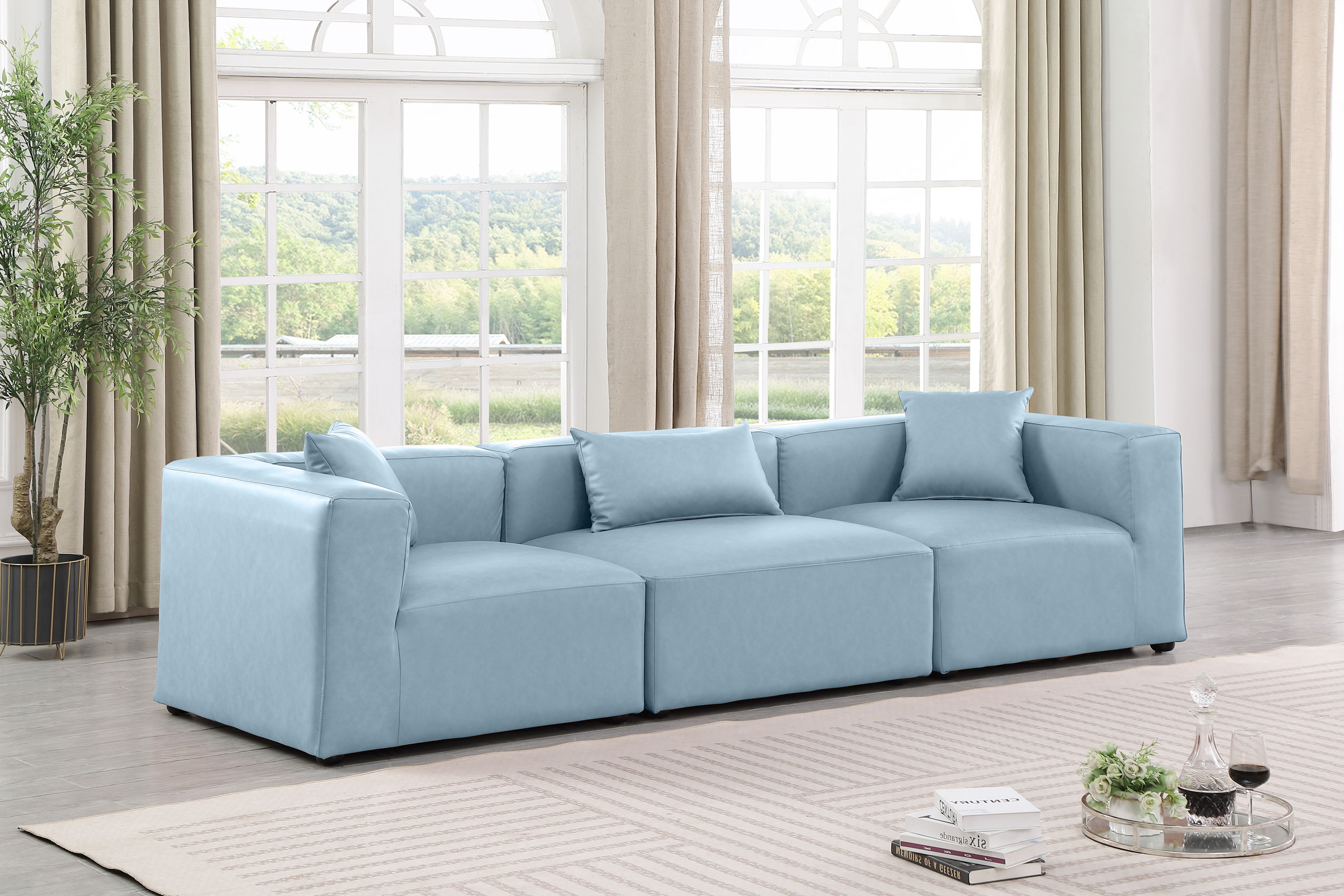 Cube - Modular 3 Piece Sofa - Light Blue