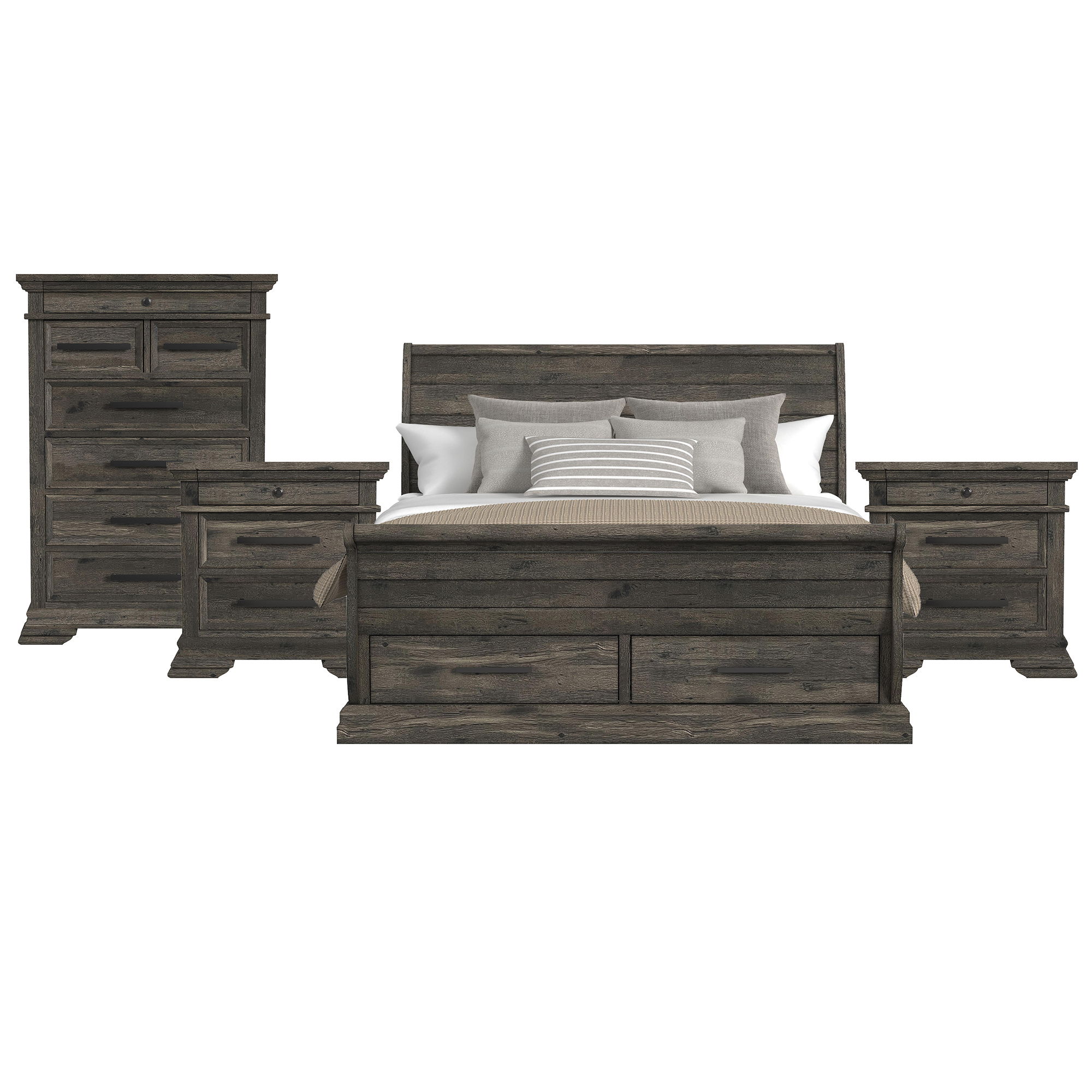 King · 4 Pc · Bedroom Set With 2 Nightstands & Chest