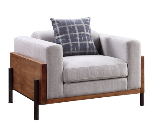 Pelton - Chair With Pillow - Fabric & Walnut, dark brown