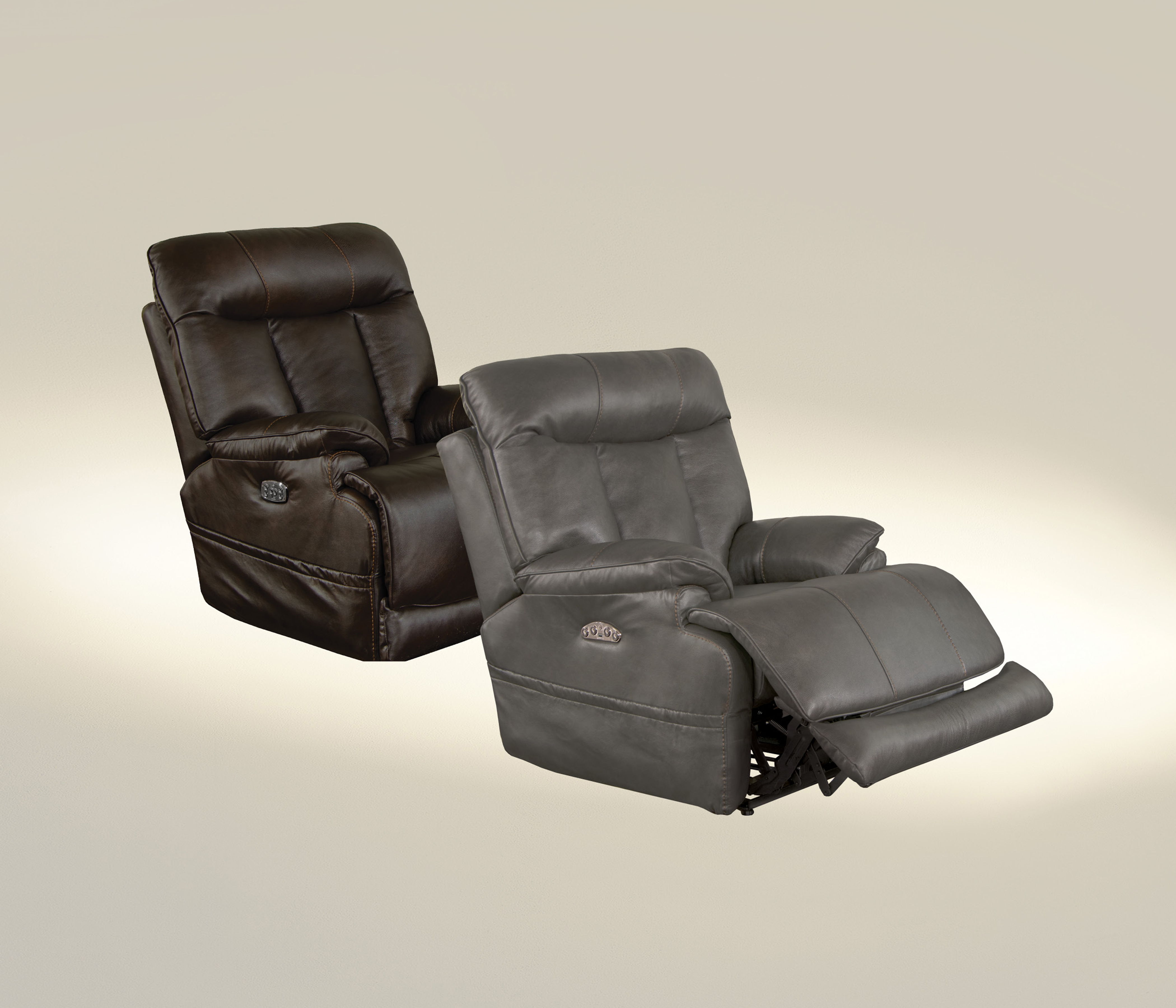 Naples - Power Headrest Power Lay Flat Recliner With Extended Ottoman - Steel