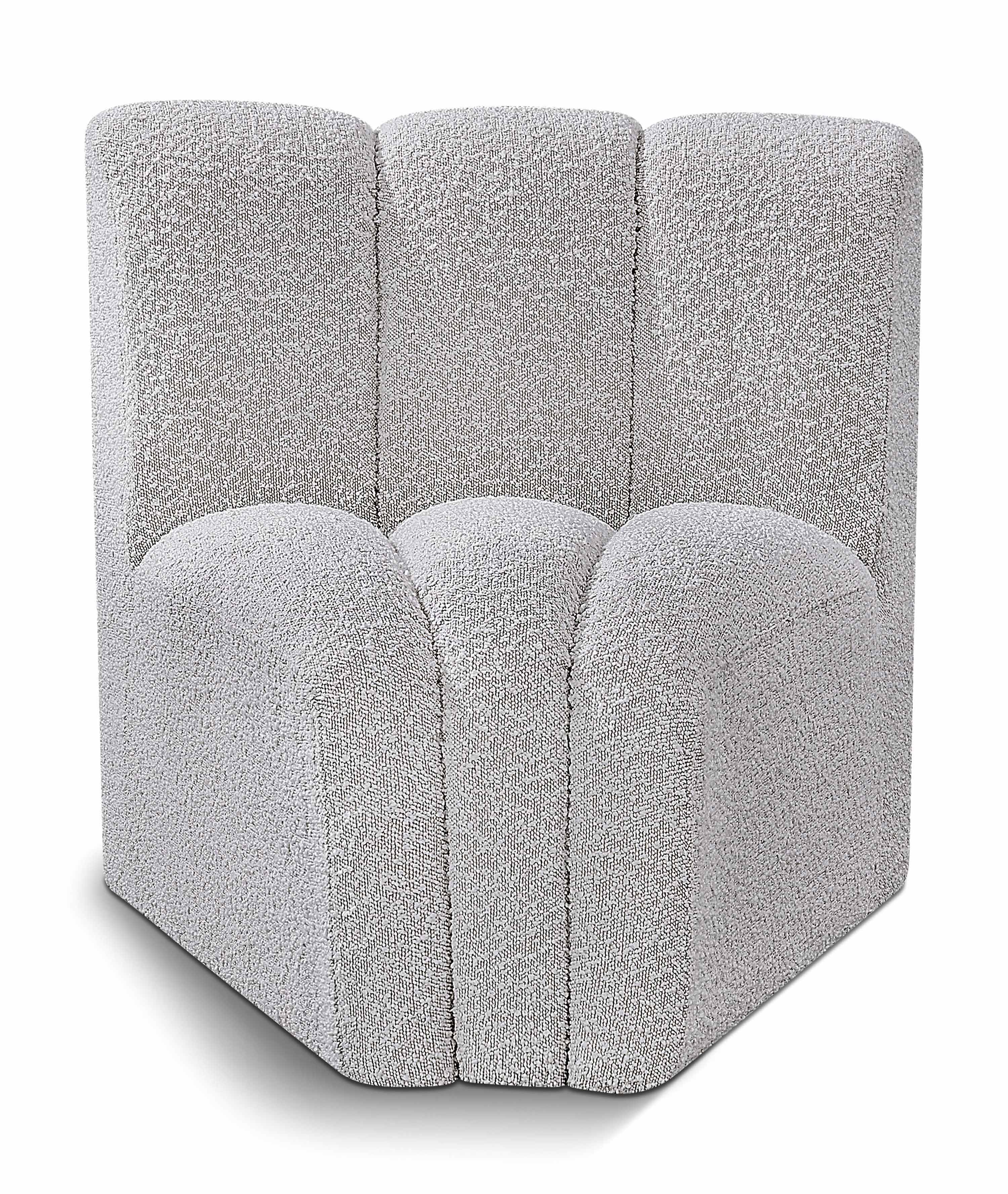 Arc - Boucle Fabric Curved Corner Chair - Gray