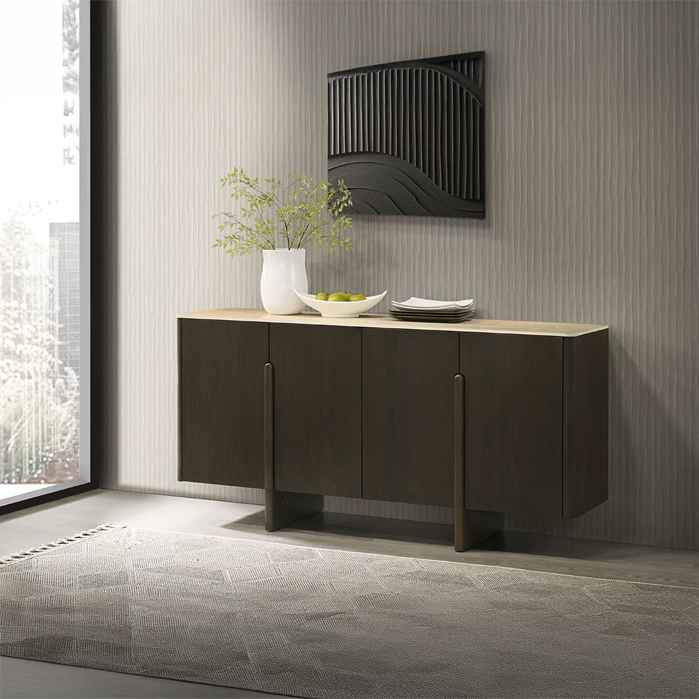 Davita - Server With Ceramic Top - Walnut, dark brown