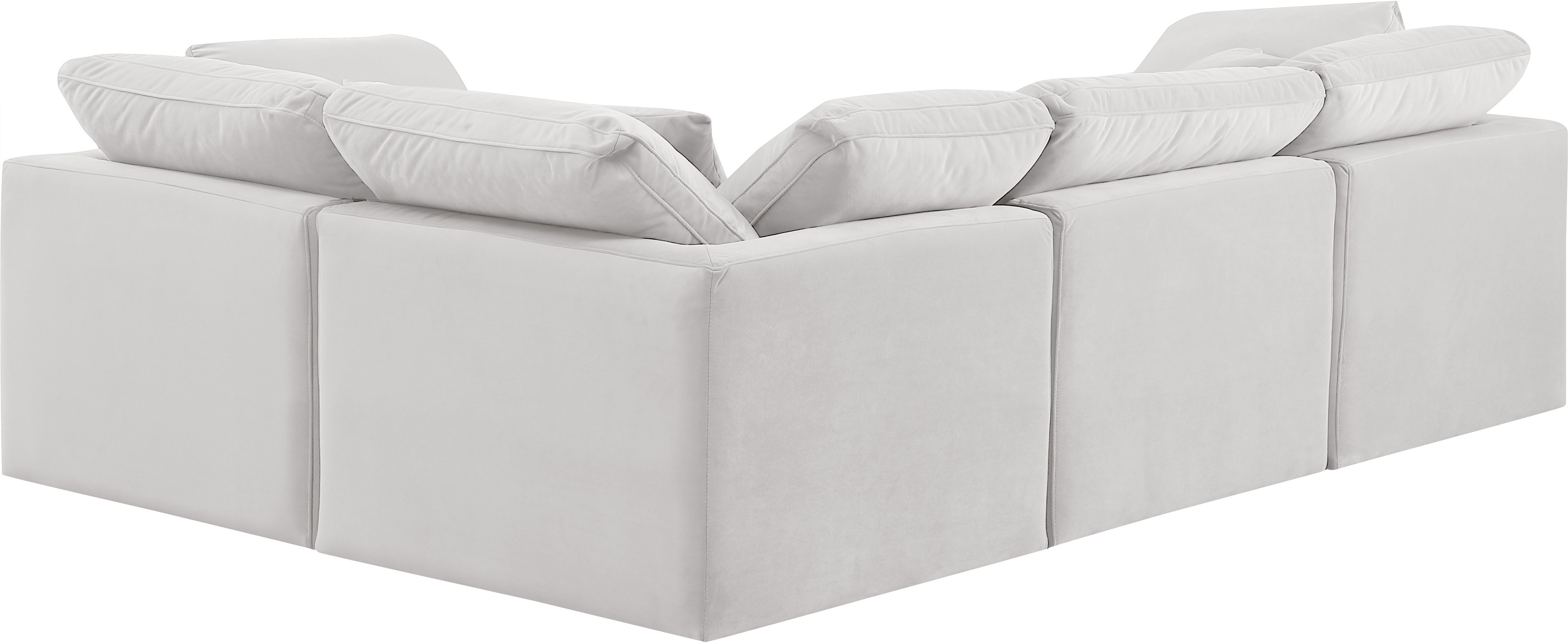 Indulge - Velvet 4 Piece Modular Corner Sectional - Off White