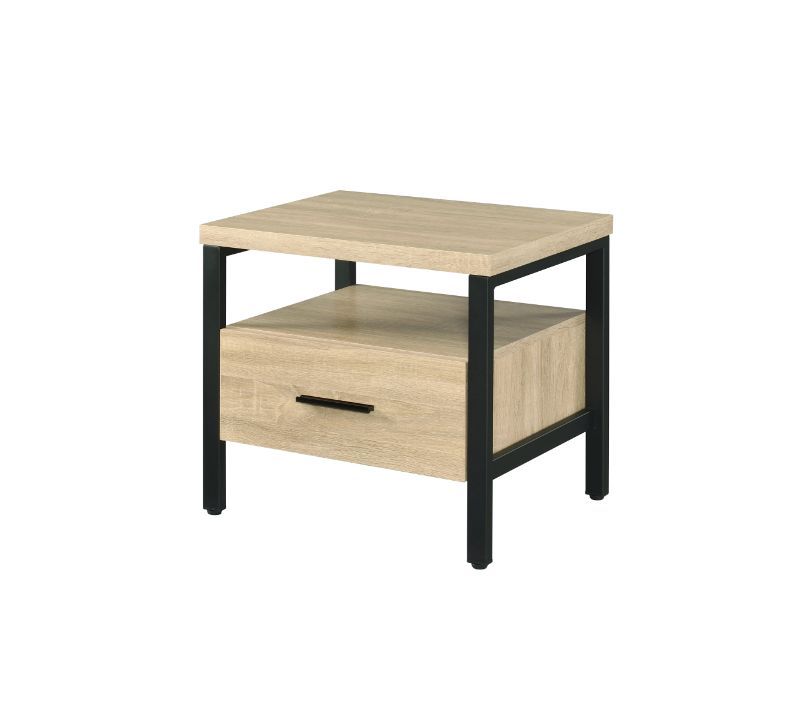 Yawan - Accent Table - Oak & Black, beige