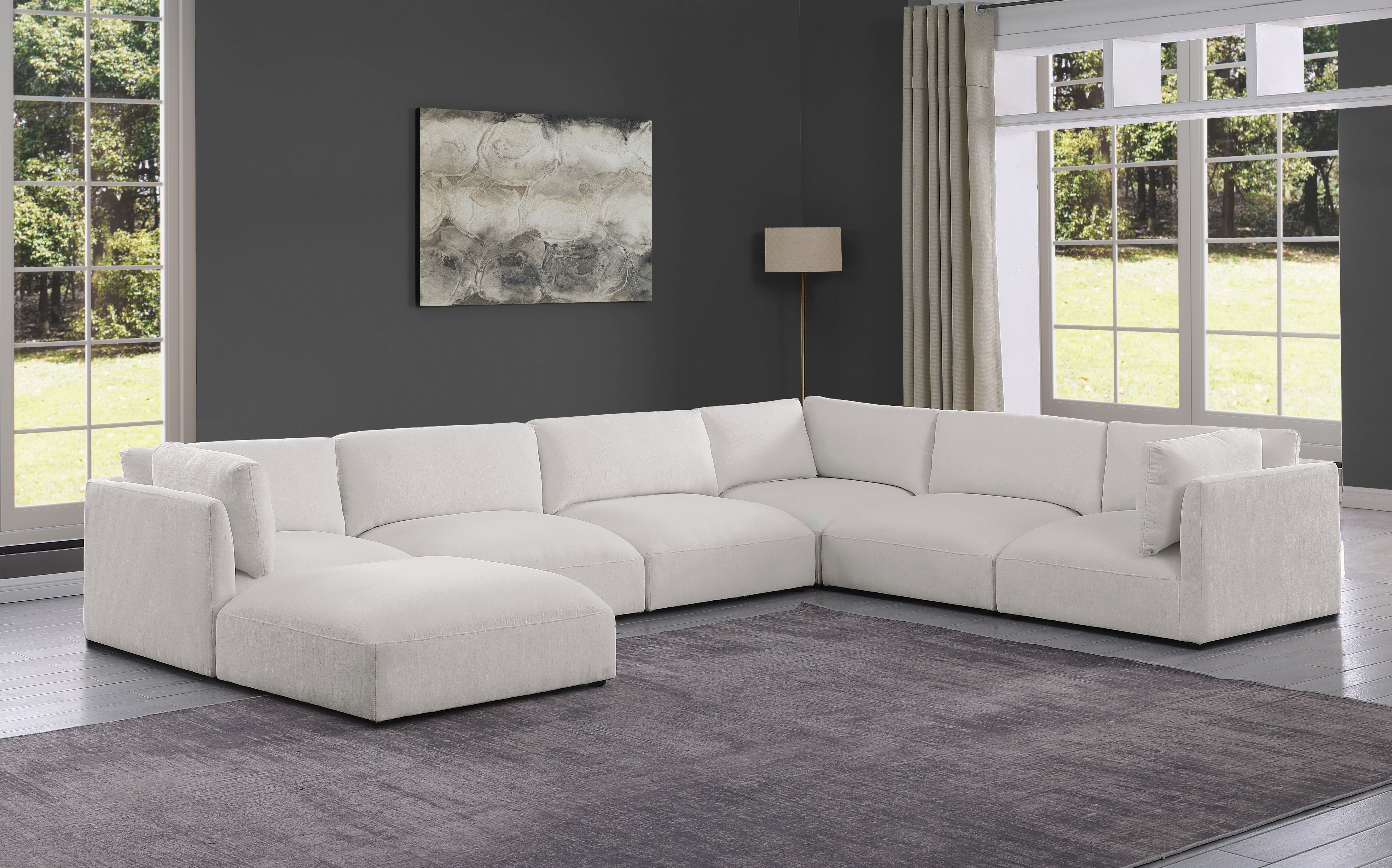 Ease - 7 Piece Modular Sectional With Chaise - Cream